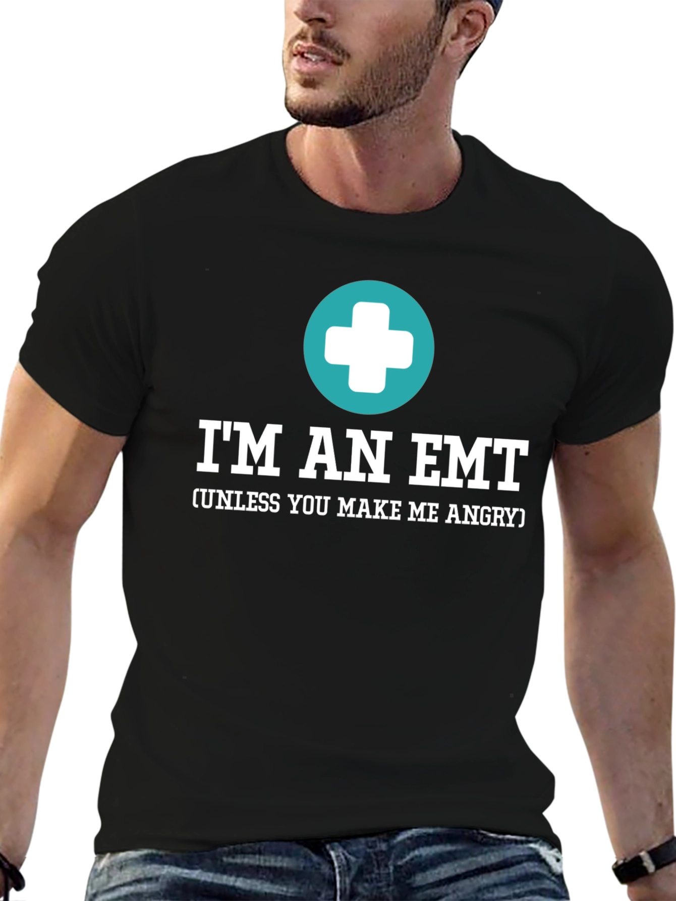 Black I'm An EMT Funny T-Shirt view 6