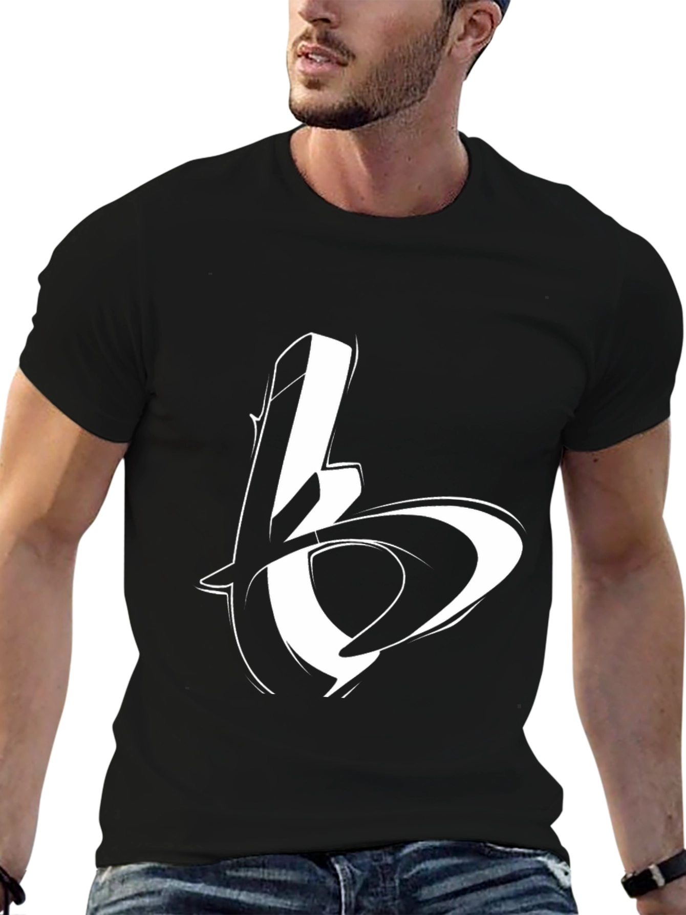 Black Bold Graphic Tee - Stylish Black Cotton Blend view 6