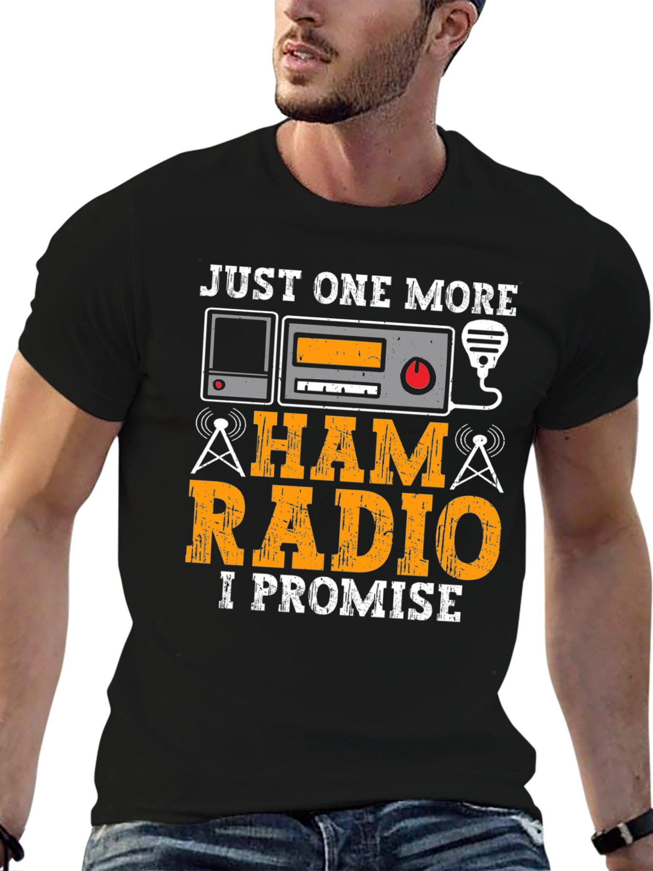 Black Ham Radio Operator T-Shirt - Just One More, I Promise! view 6
