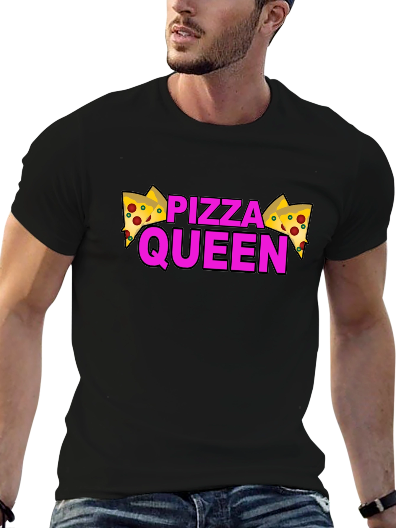 Black Pizza Queen Graphic T-Shirt - Black view 6