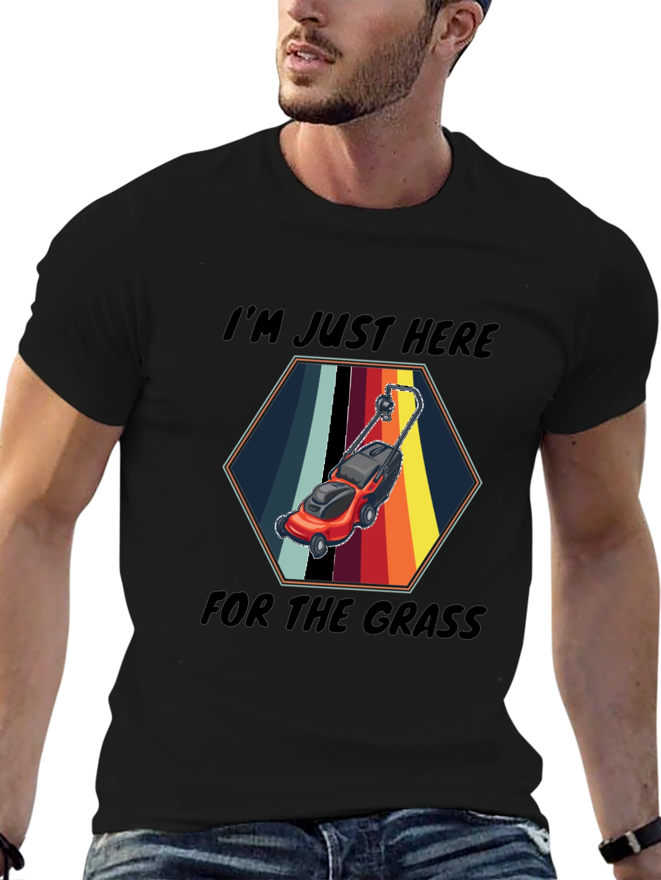 Black I'm Just Here for the Grass T-Shirt view 6