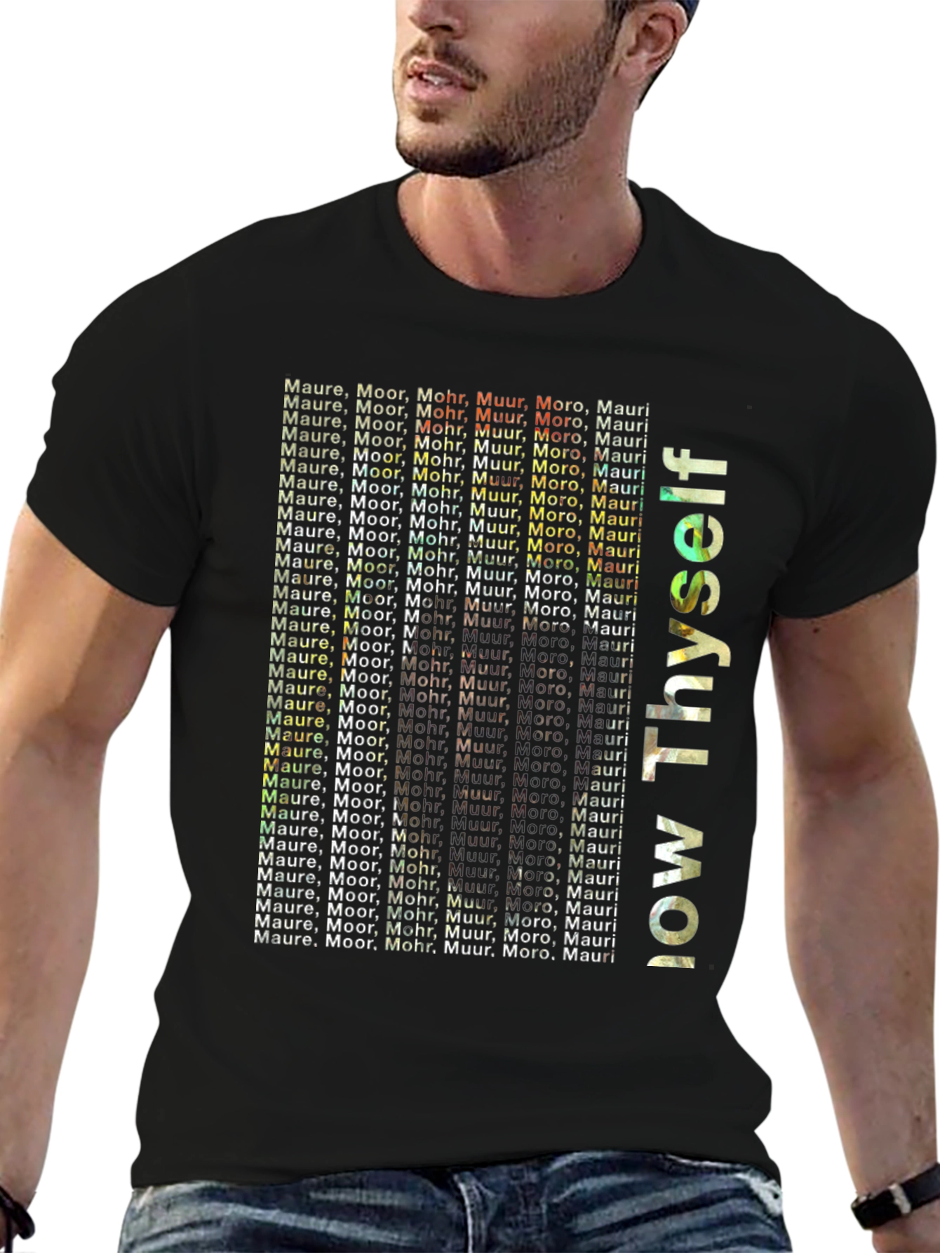 Black Know Thyself T-Shirt: Mauri, Moor, Mohr, Muur, Moro view 6