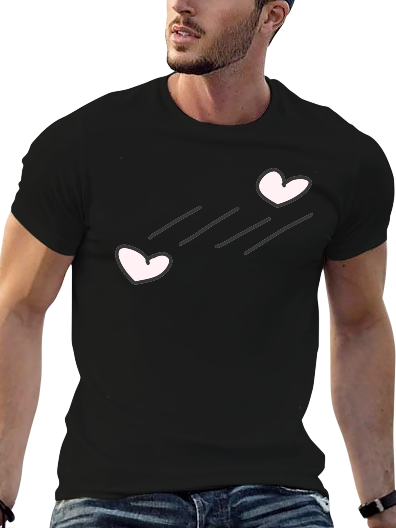 Black Black T-Shirt with Heart Graphic view 6