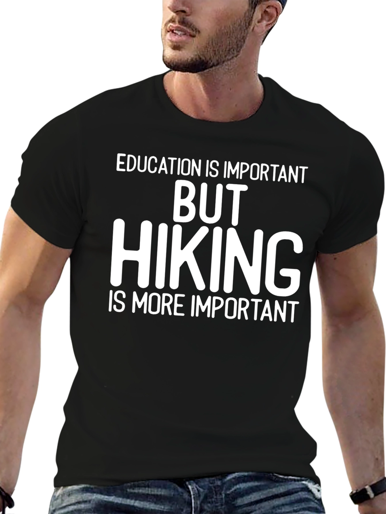 Black Hiking is More Important Graphic T-Shirt view 6