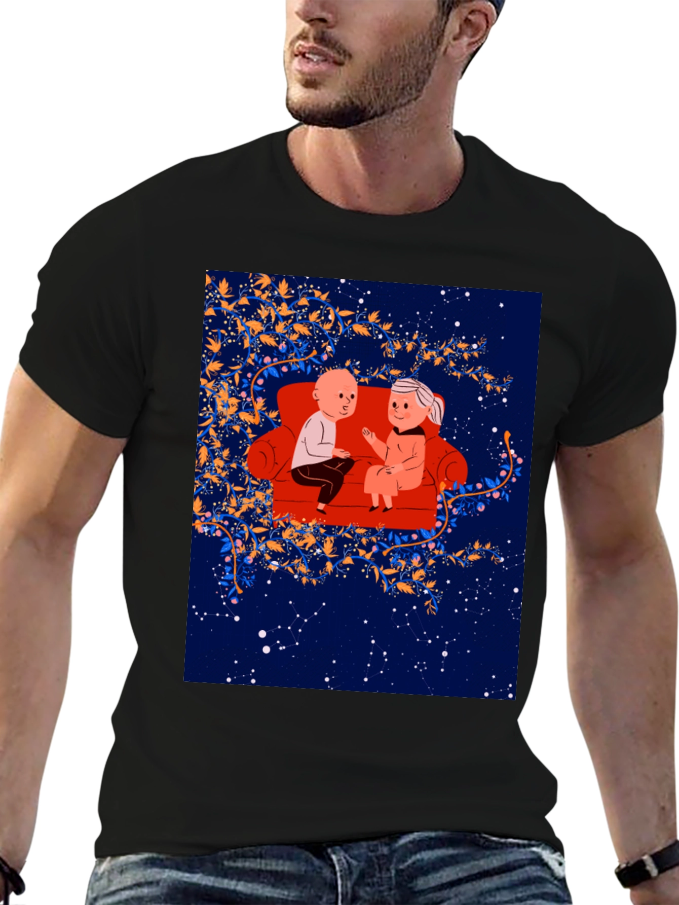 Black Cartoon Couple T-Shirt view 6