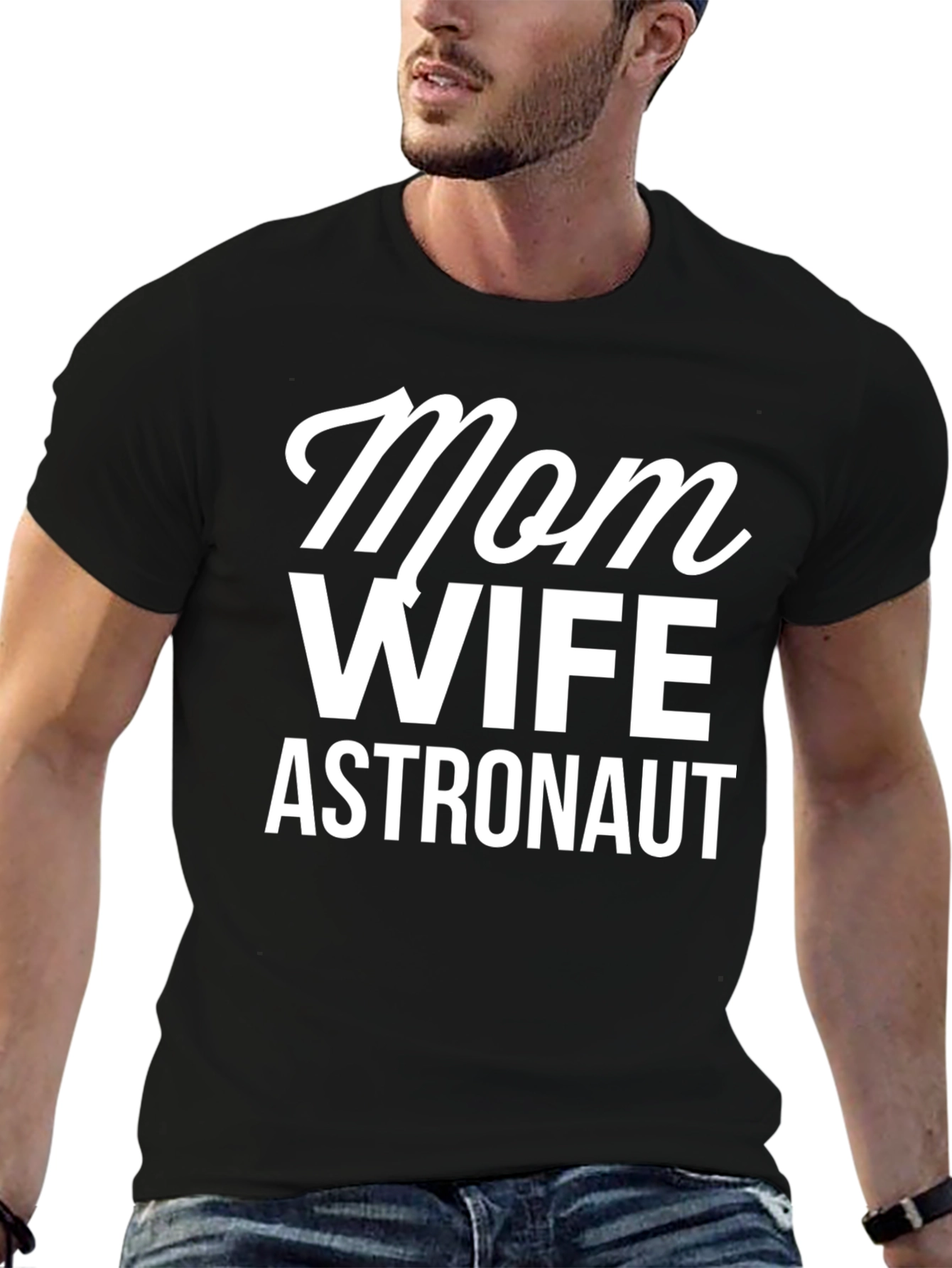Black Mom Wife Astronaut T-Shirt - Unique Graphic Tee view 6