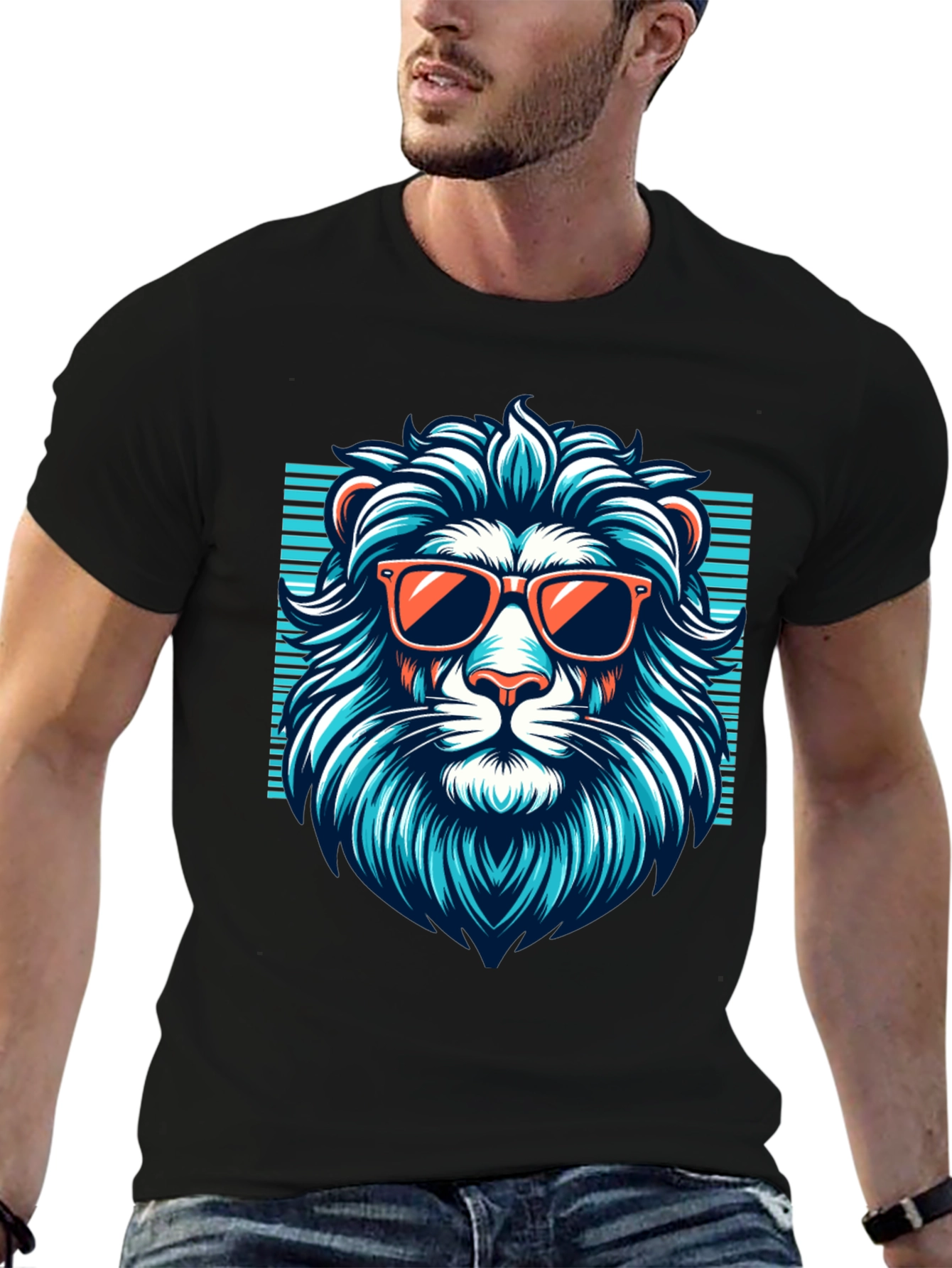 Black Cool Lion Graphic Tee - Black T-Shirt view 6
