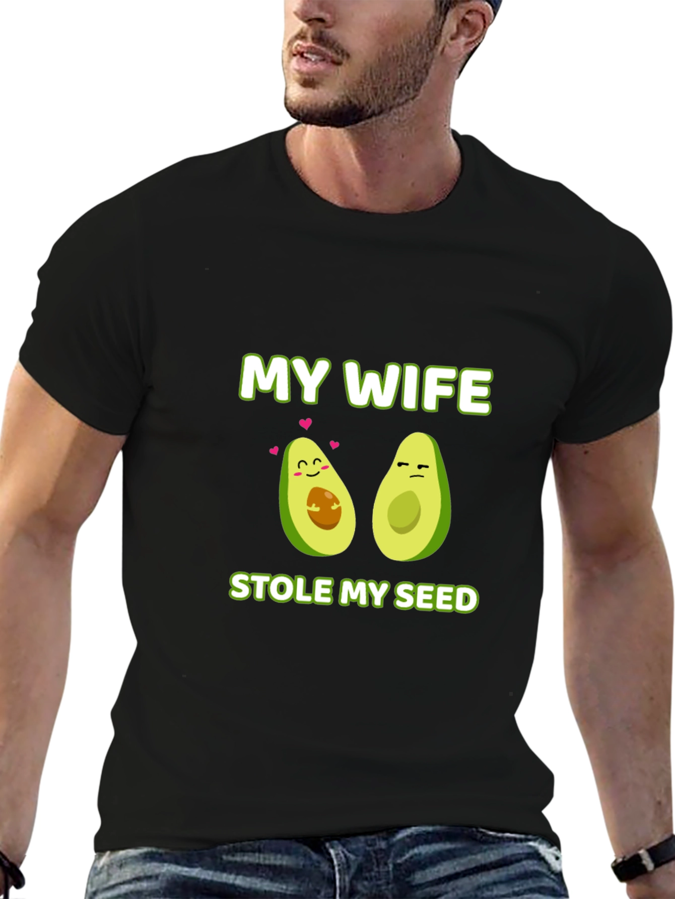 Black My Wife Stole My Seed Avocado T-Shirt view 6
