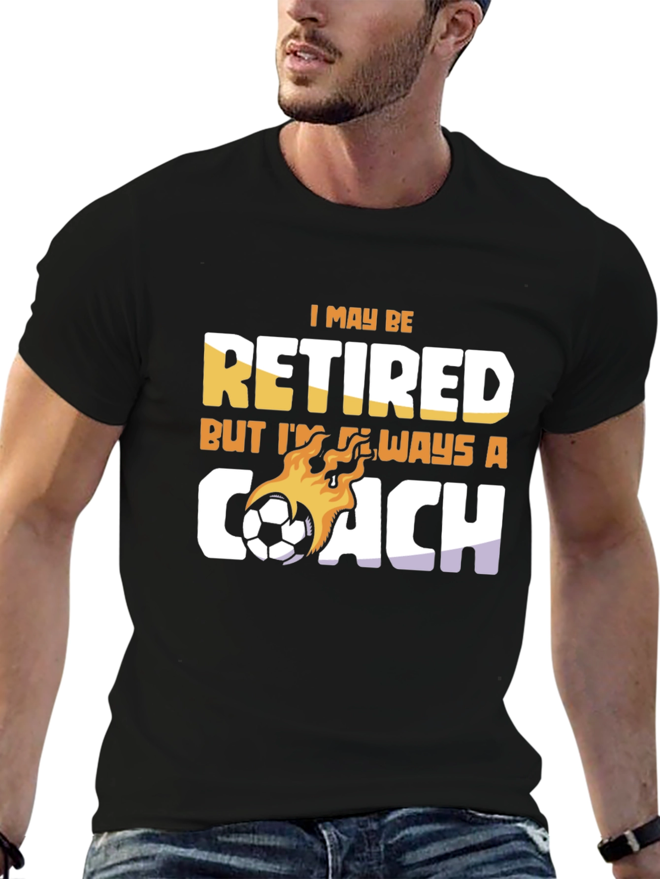 Black Retired Soccer Coach T-Shirt - Always A Coach view 6
