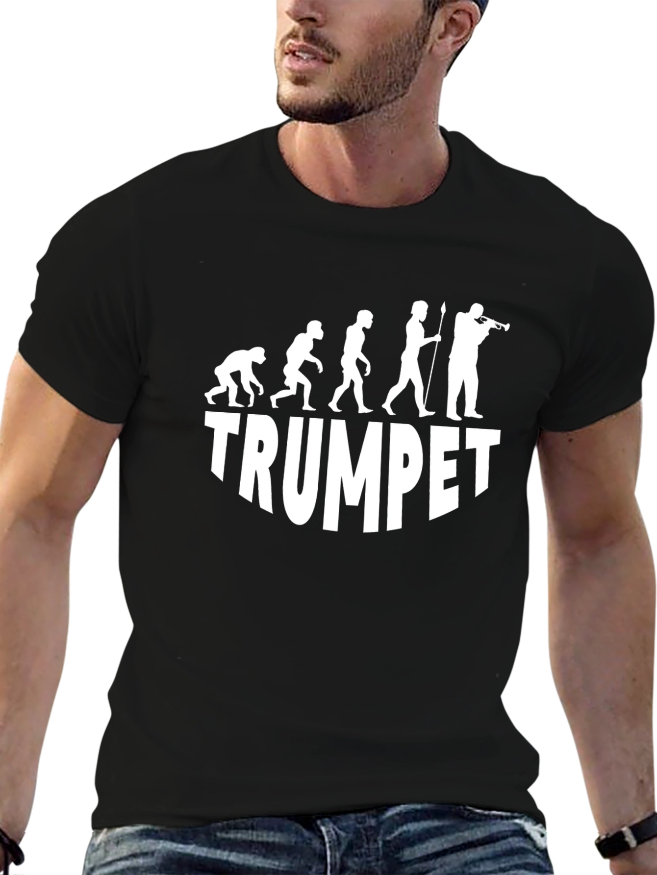 Black Trumpet Evolution T-Shirt - Musician Gift view 6