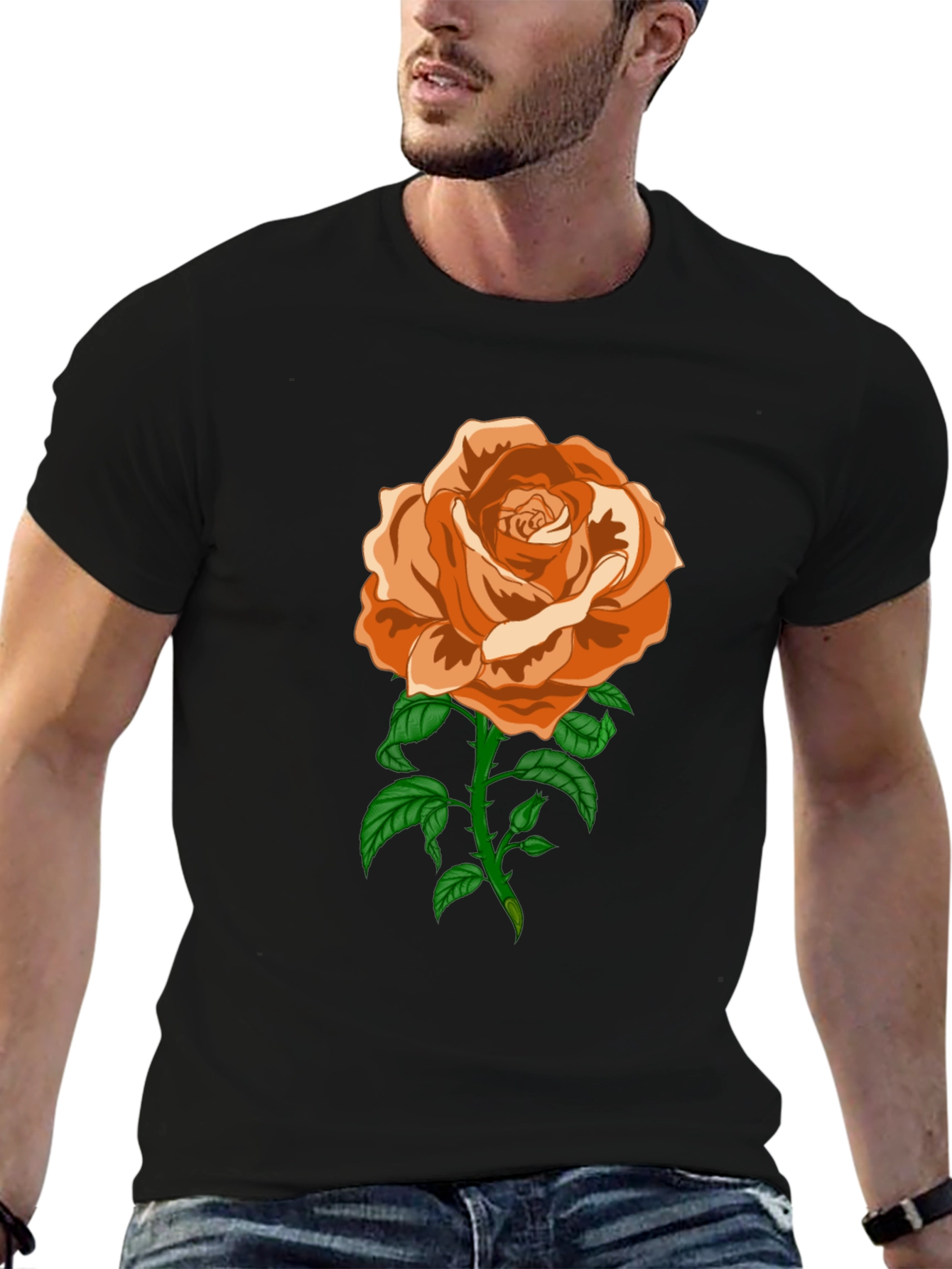 Black Rose Graphic T-Shirt - Casual Black Tee view 6