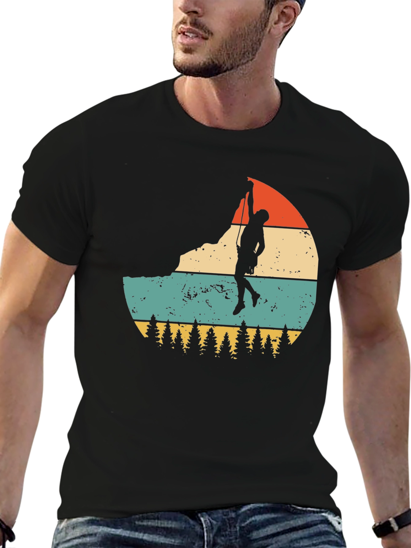 Black Vintage Rock Climber T-Shirt view 6