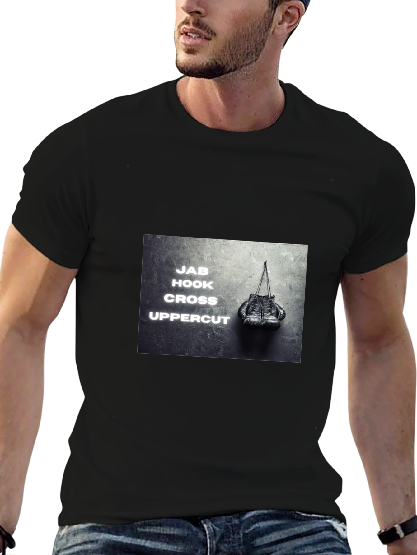 Black Boxing Moves Graphic Black T-Shirt view 6