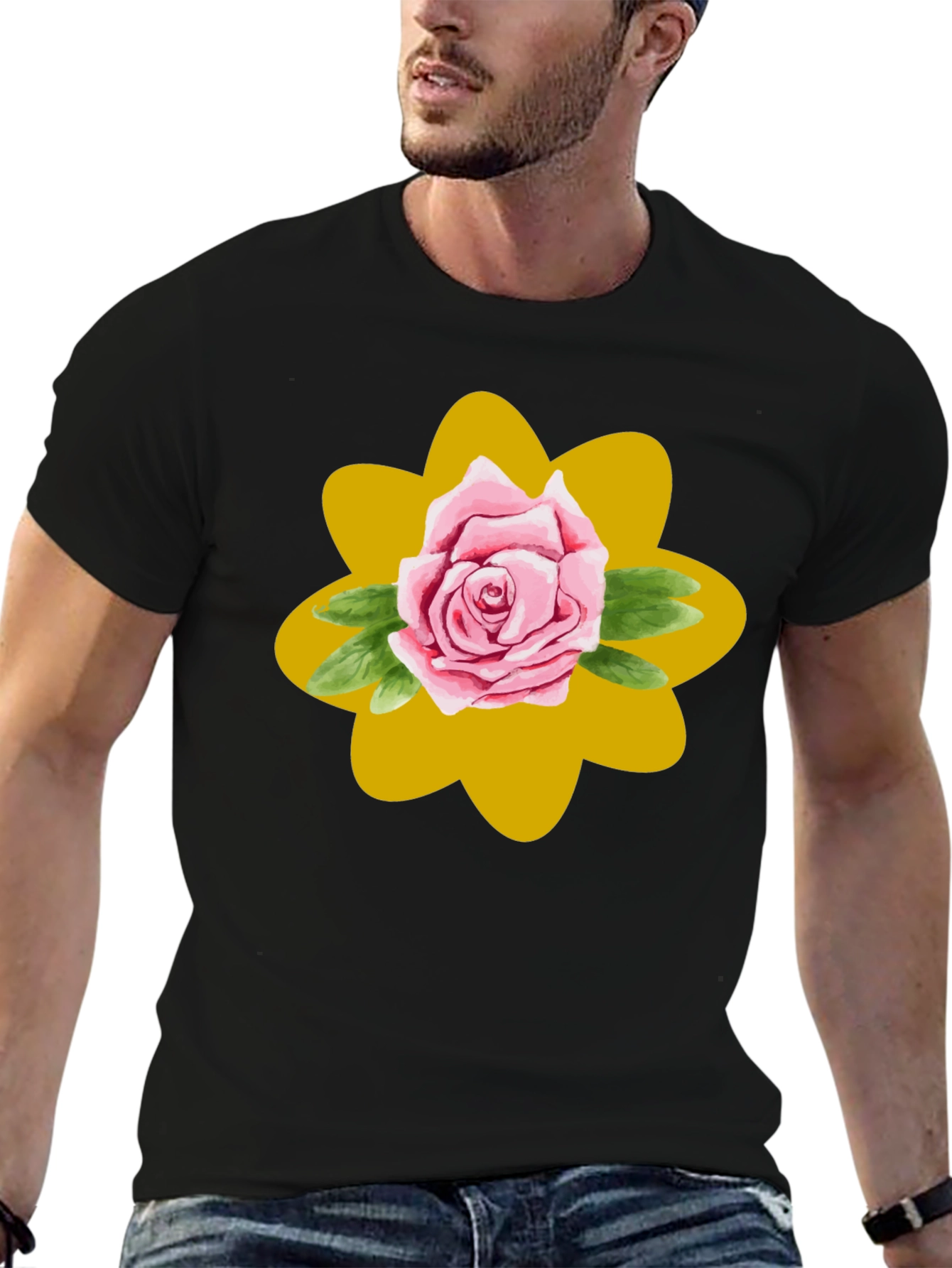 Black Rose Graphic T-Shirt - Stylish Floral Design view 6