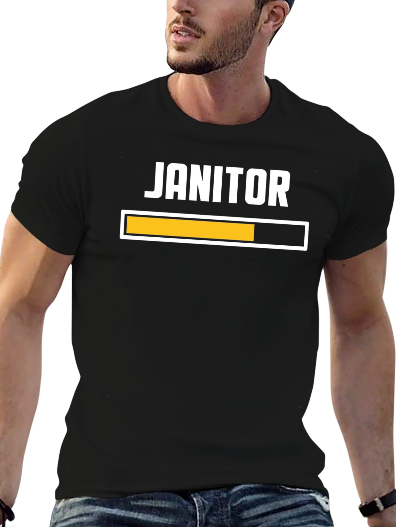 Black Janitor Loading T-Shirt - Funny Job Humor Tee view 6