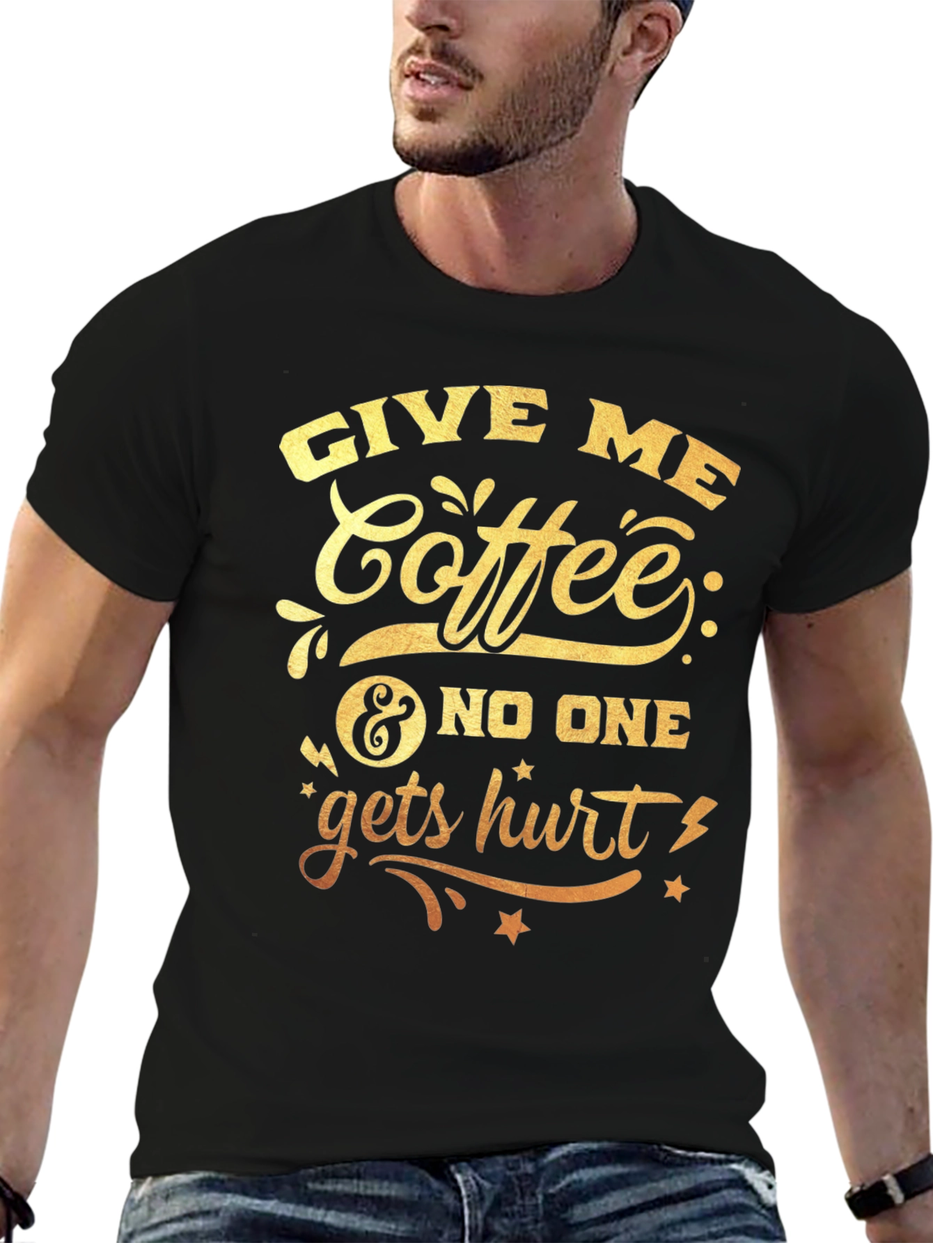 Black Give Me Coffee Graphic T-Shirt view 6
