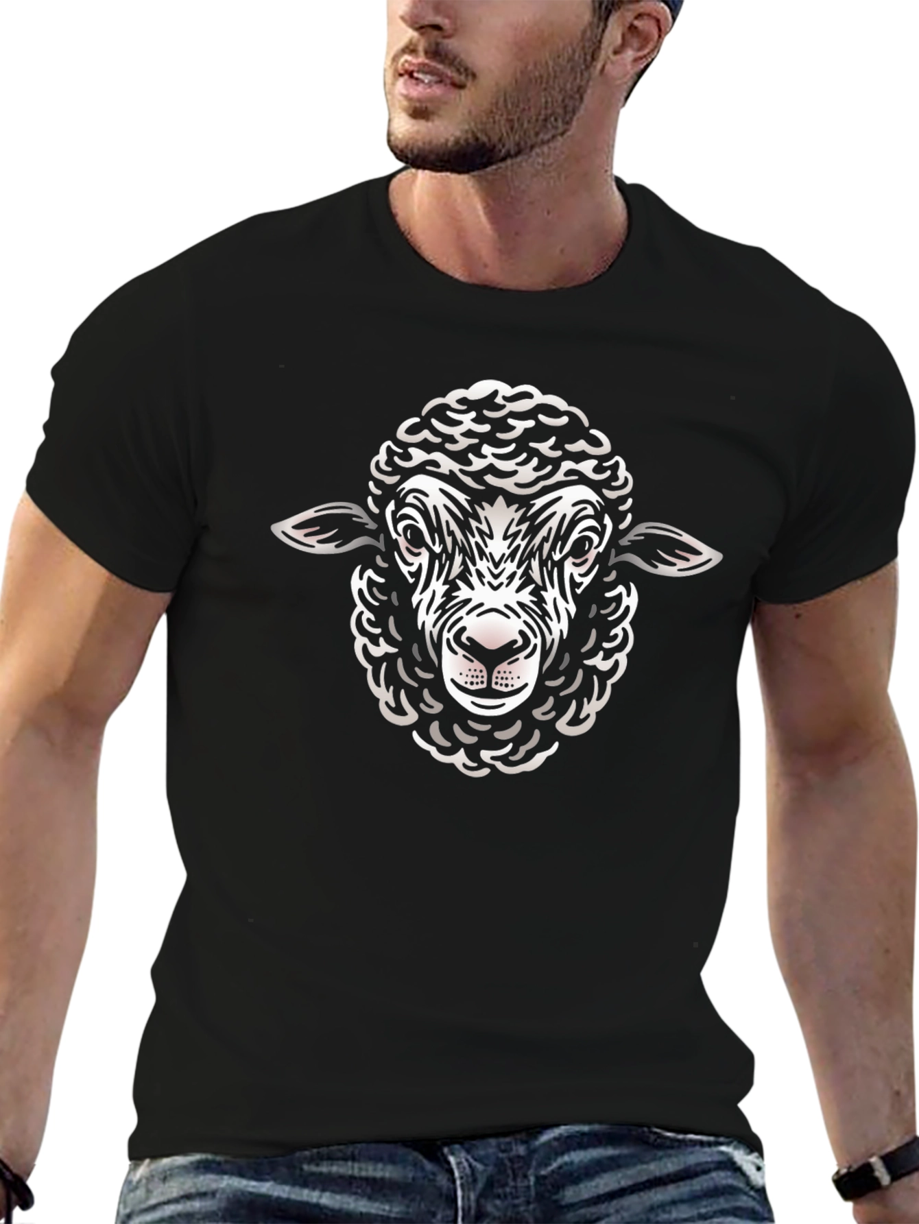 Black Black Sheep Graphic Tee - Stylish Crew Neck T-Shirt view 6
