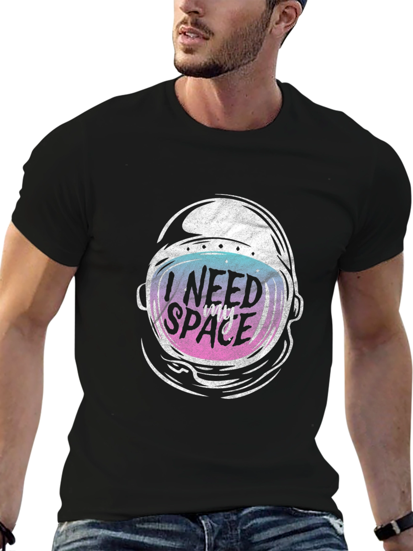 Black I Need My Space Black T-Shirt view 6