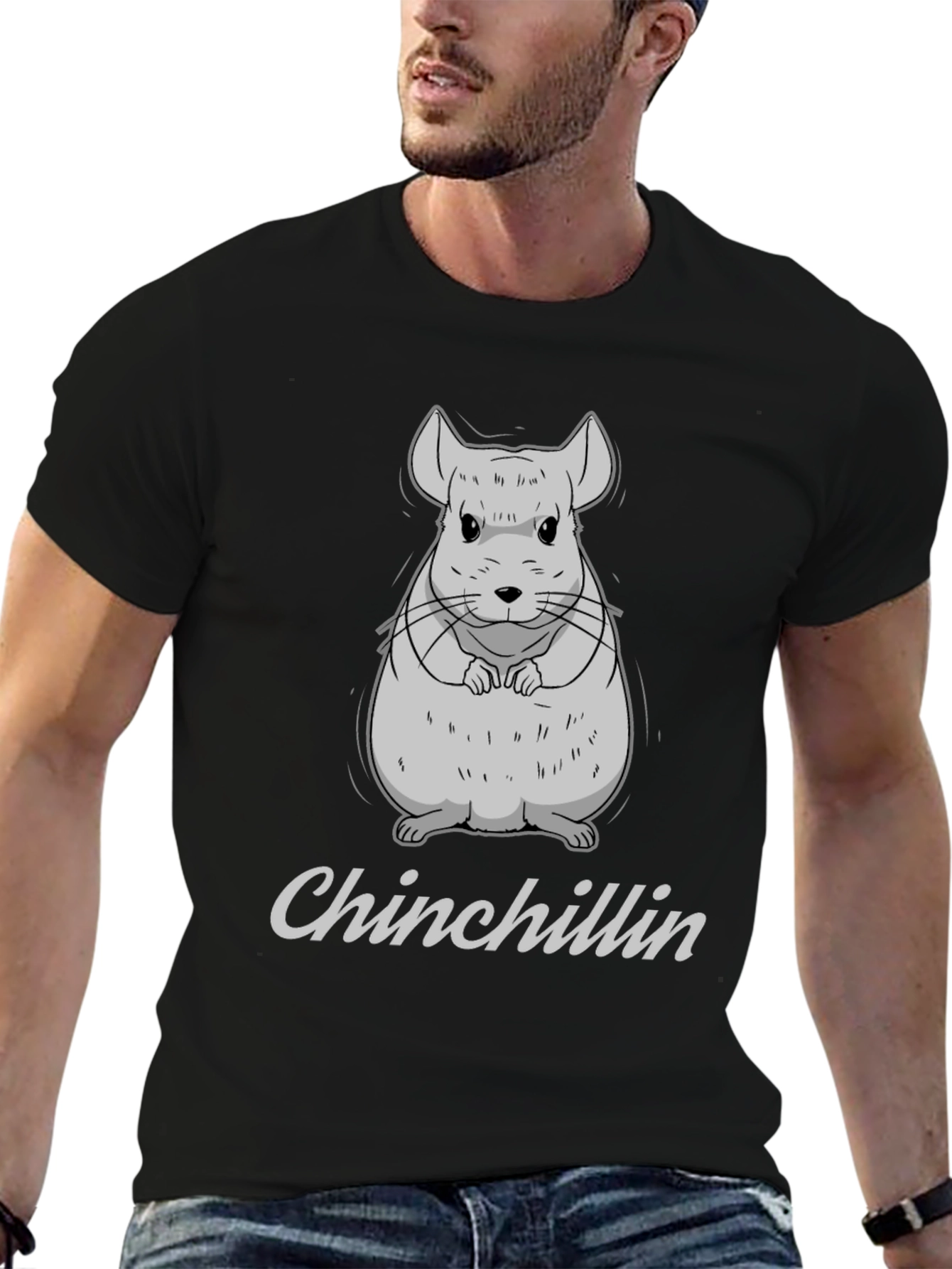 Black Chinchillin' Black Cotton T-Shirt view 6