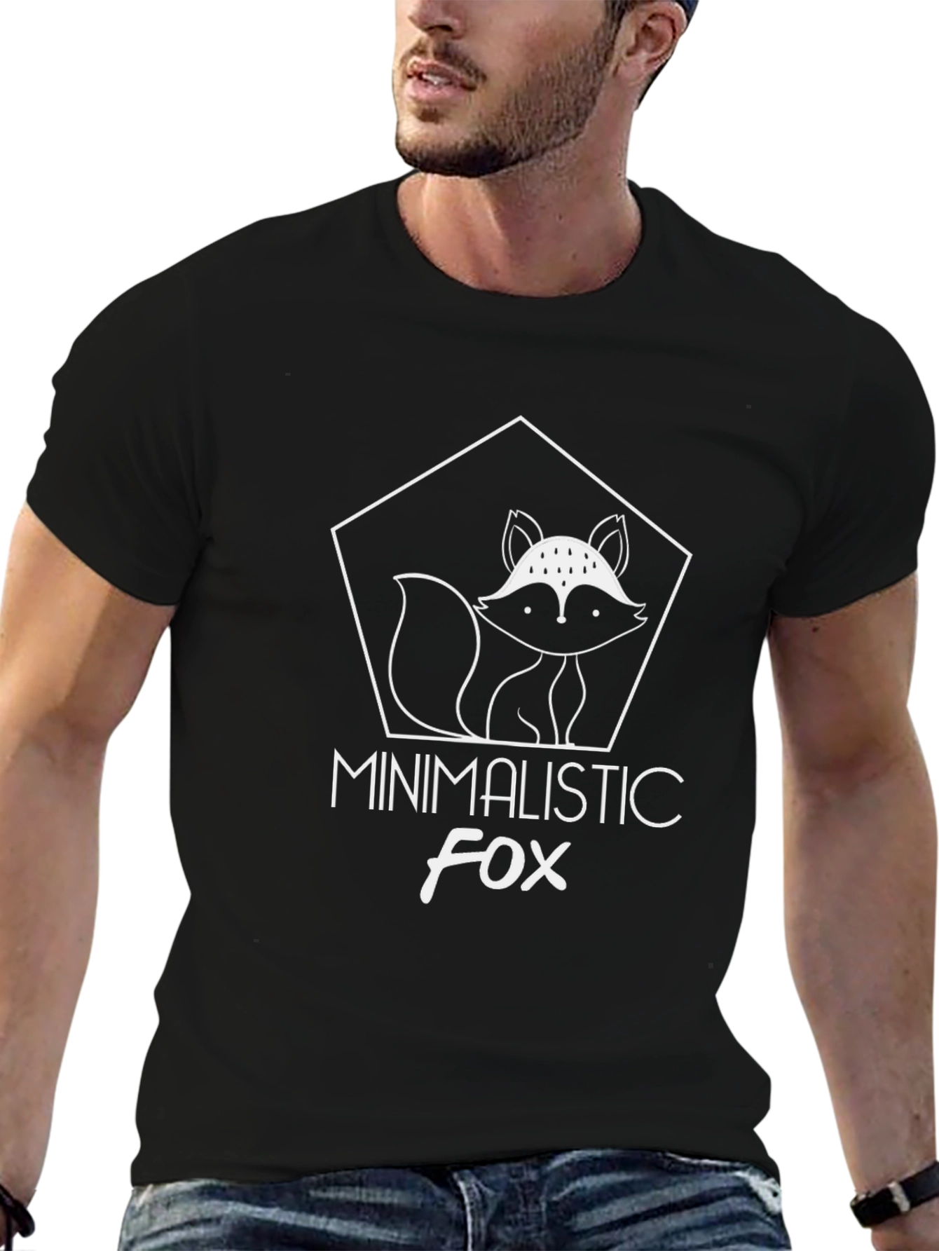 Black Minimalistic Fox Graphic Tee - Modern Casual Style view 6