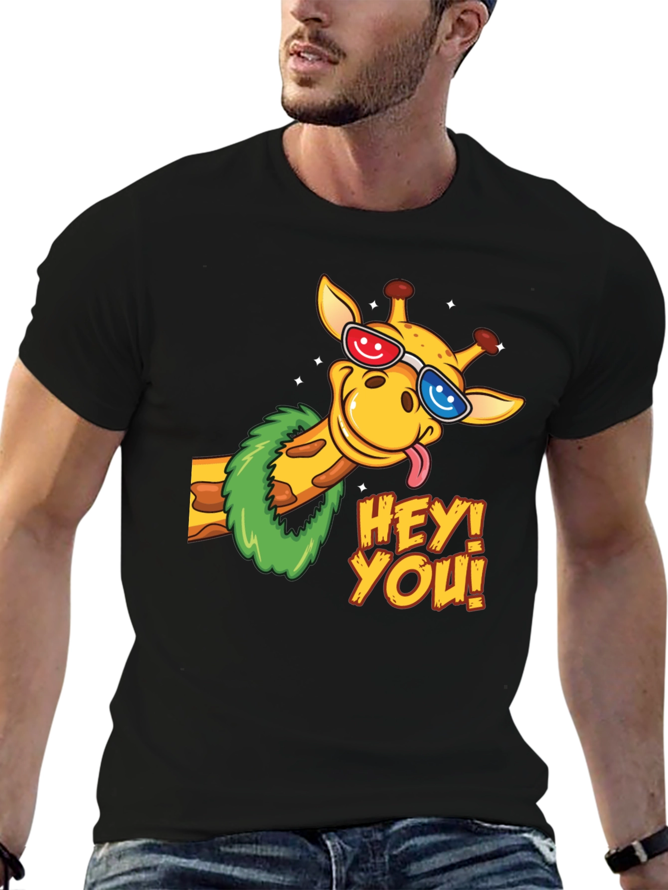 Black Fun Giraffe Graphic Tee - Hey You! view 6
