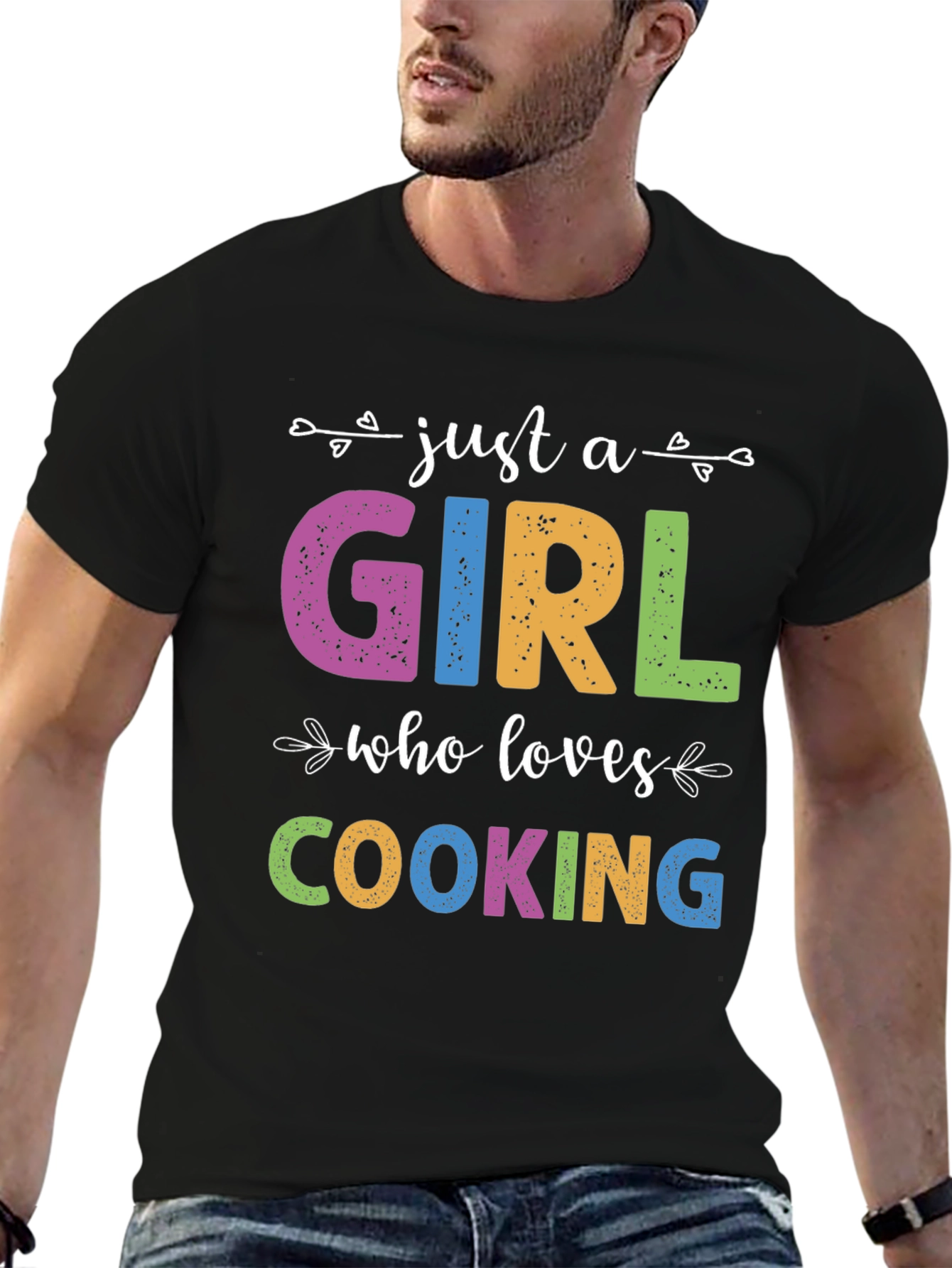 Black Just A Girl Who Loves Cooking T-Shirt view 6