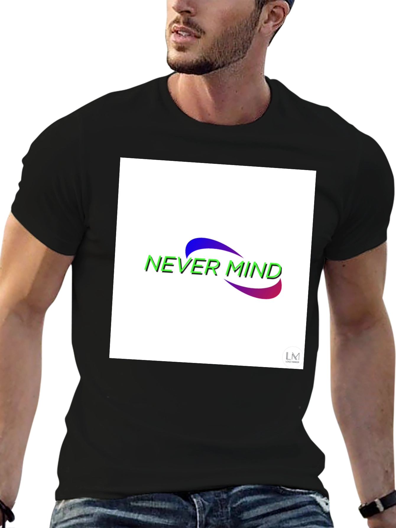 Black Never Mind Graphic Black T-Shirt view 6