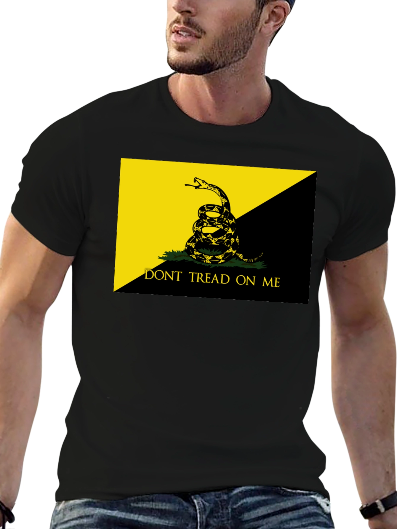 Black Don't Tread On Me Black T-Shirt view 6