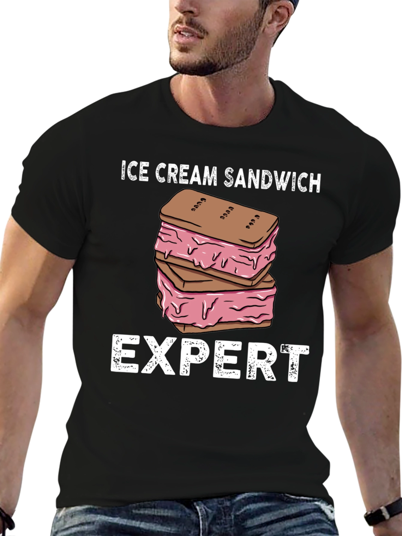 Black Ice Cream Sandwich Expert Graphic T-Shirt view 6