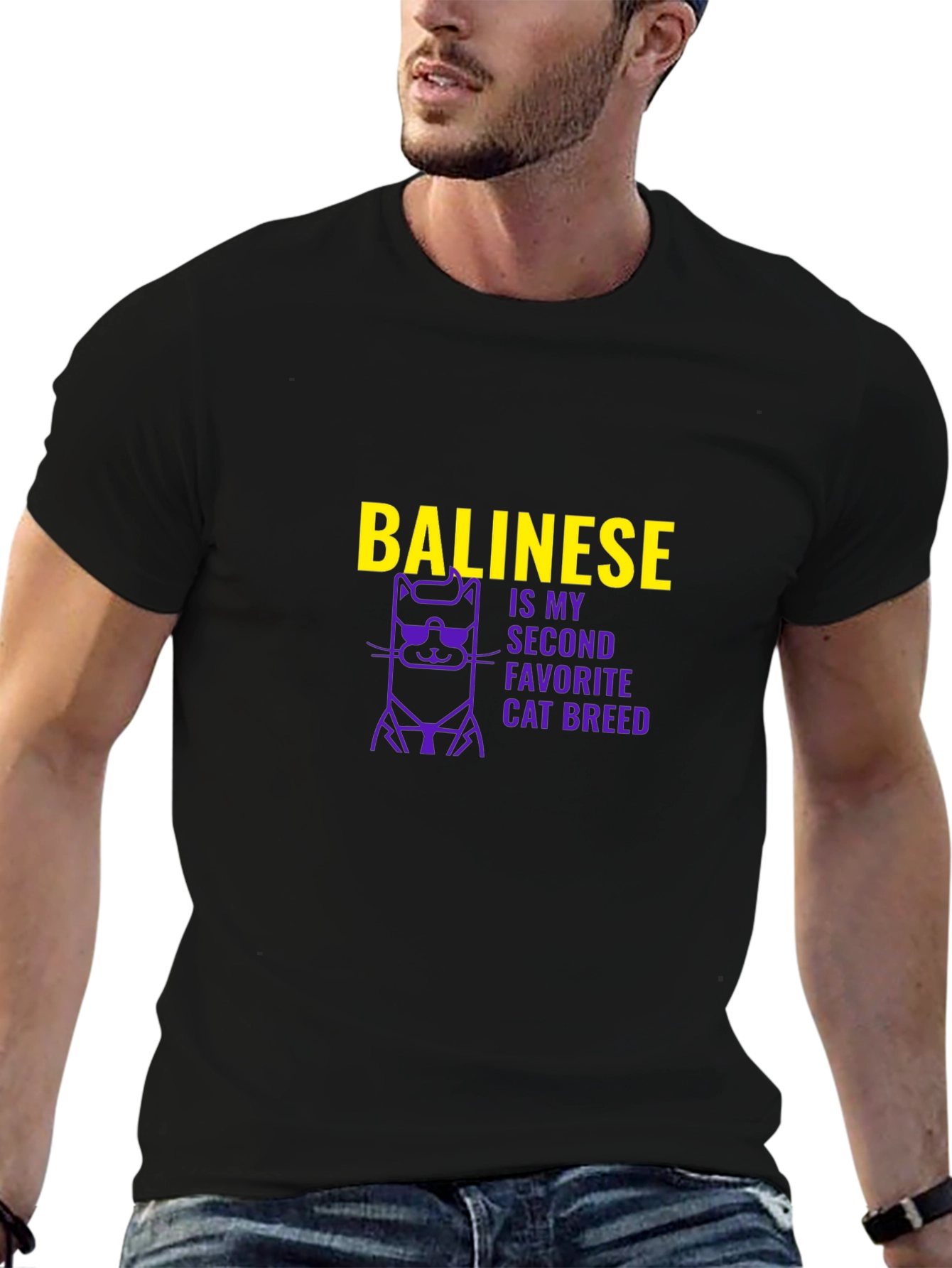 Black Balinese Cat Breed T-Shirt - Cool Cat Tee view 6