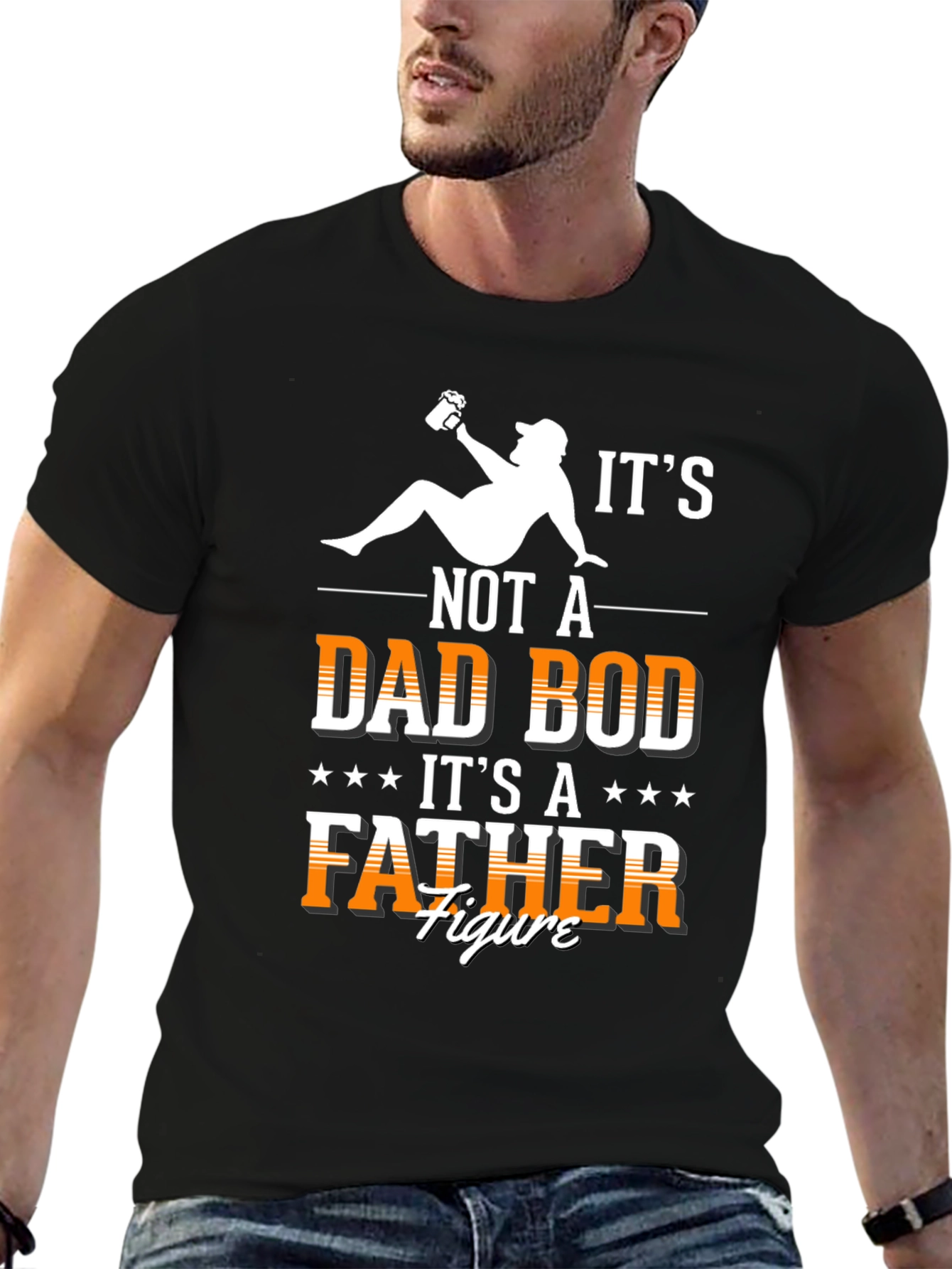 Black Dad Bod Father Figure T-Shirt - Funny Dad Tee view 6