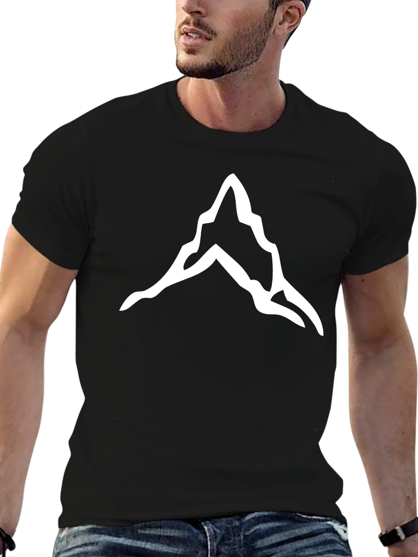 Black Mountain Peak Graphic Tee - Black Cotton T-Shirt view 6