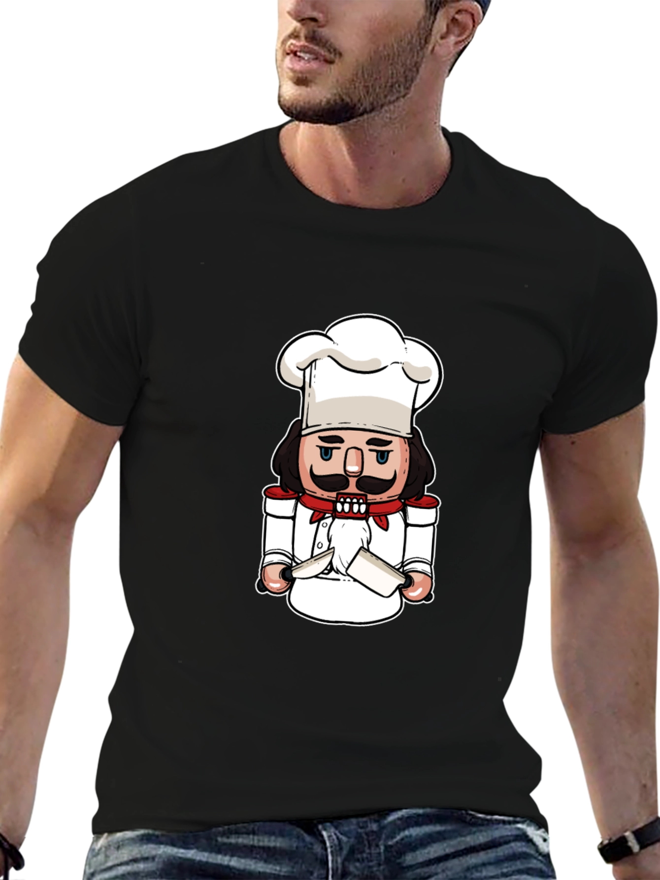 Black Chef Nutcracker T-Shirt - Culinary Christmas Tee view 6