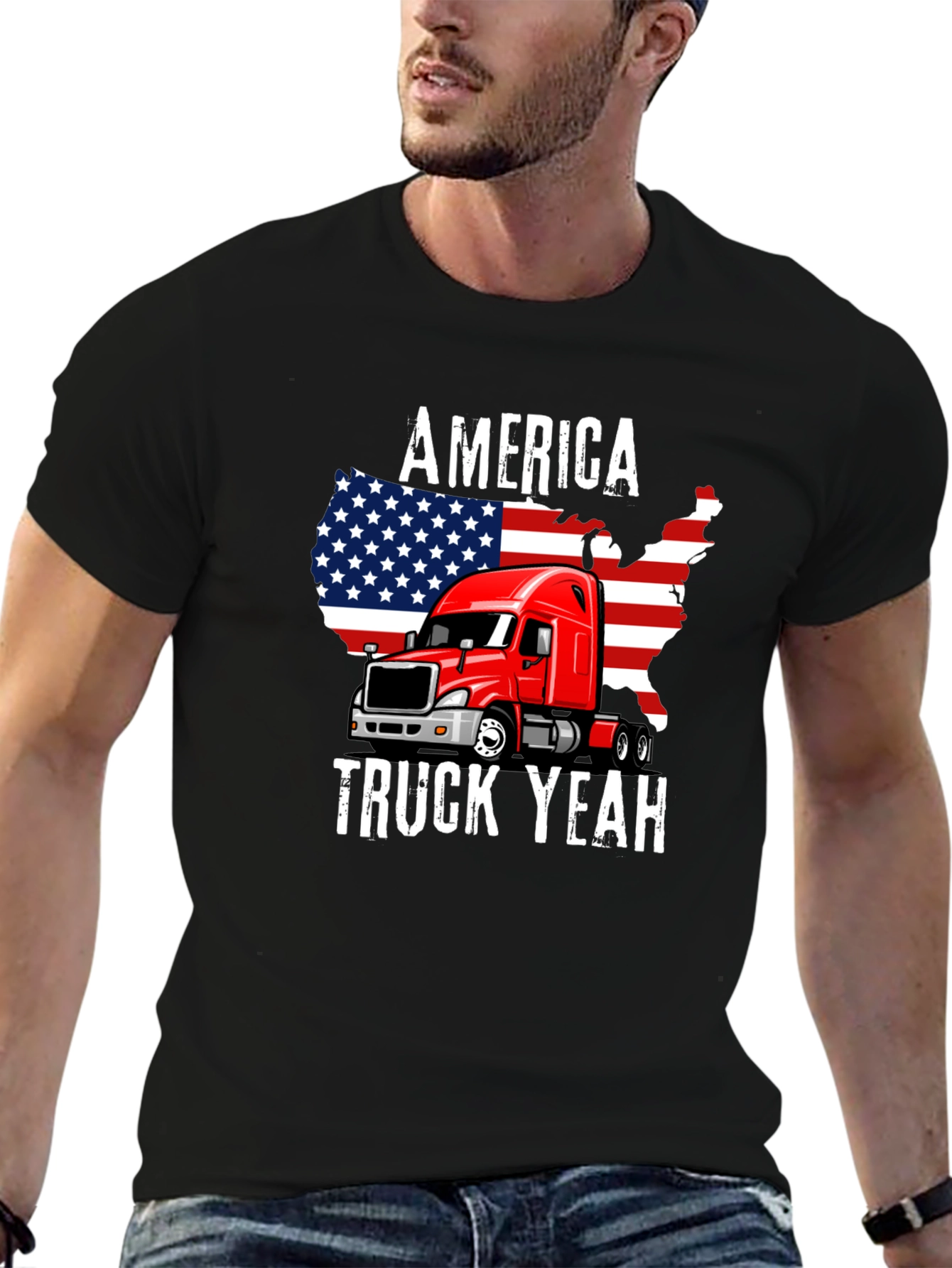 Black America Truck Yeah Graphic Tee view 6