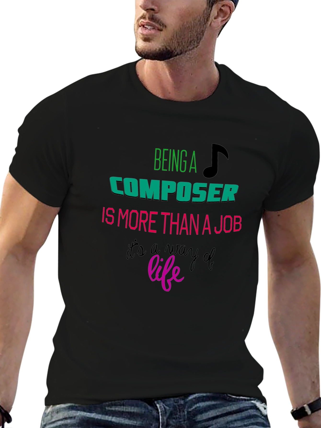 Black Composer Lifestyle Tee - Musician Gift Shirt view 6