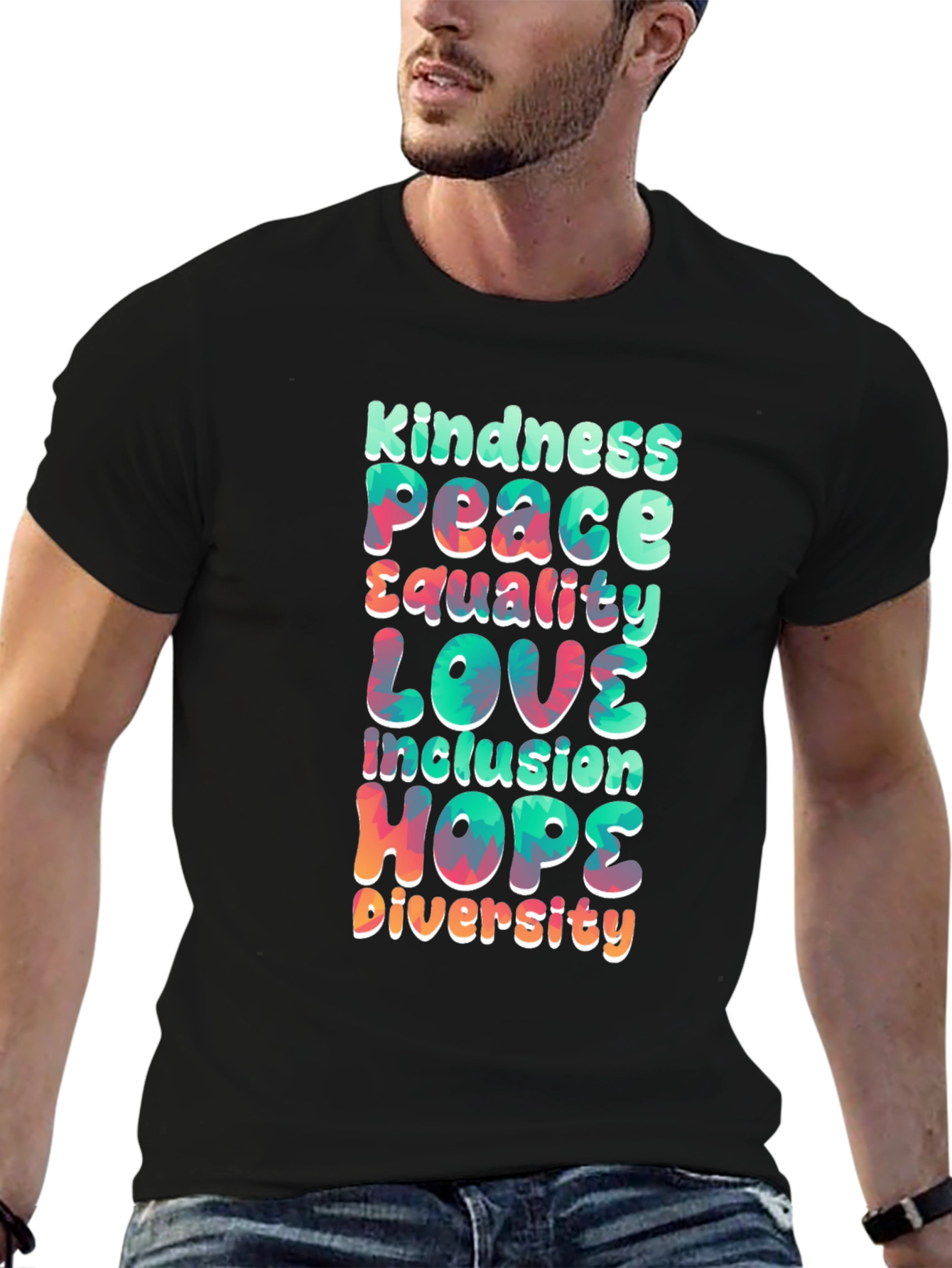Black Kindness Peace Love Equality T-Shirt view 6
