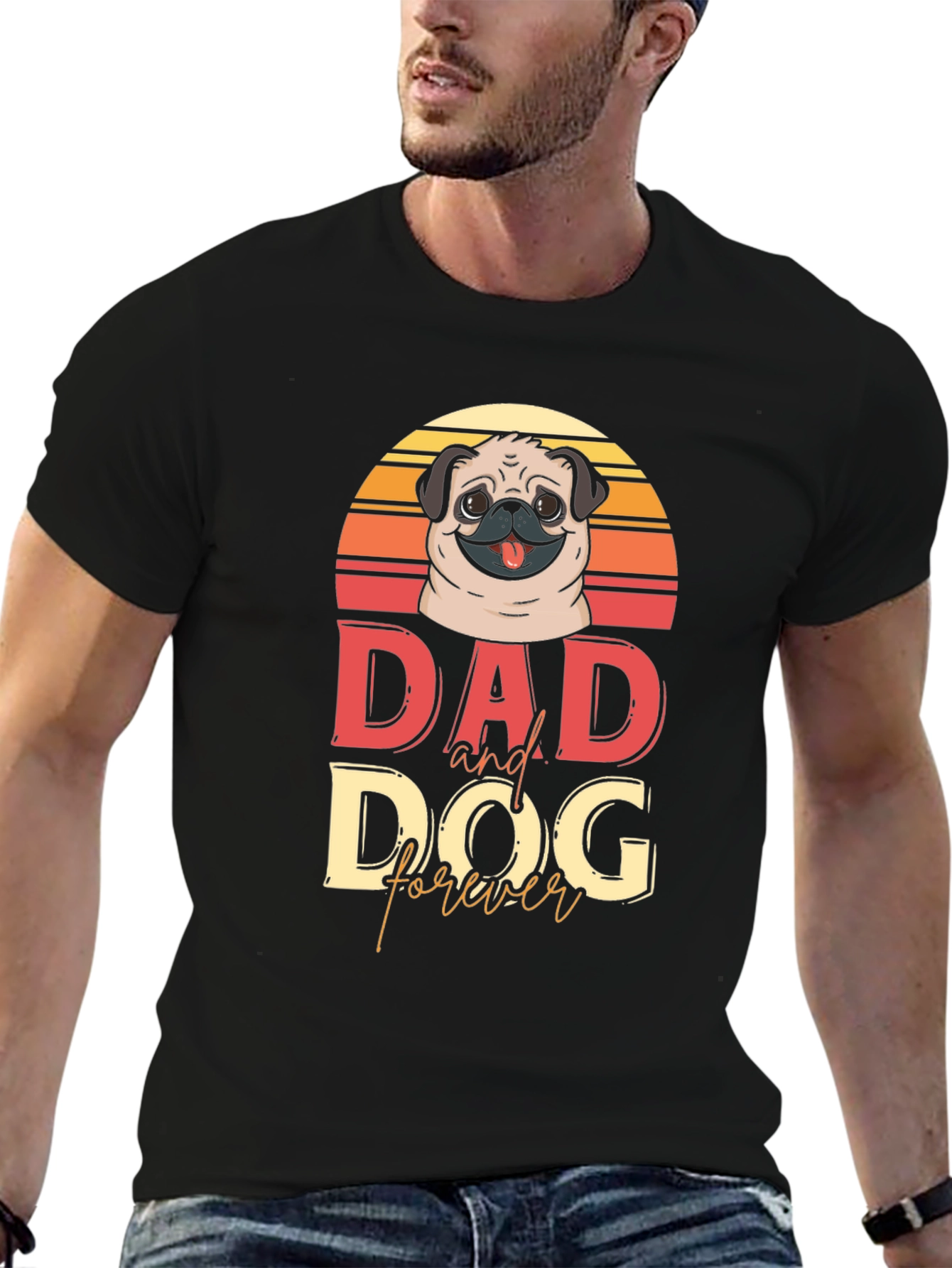 Black Dad and Dog Forever T-Shirt view 6