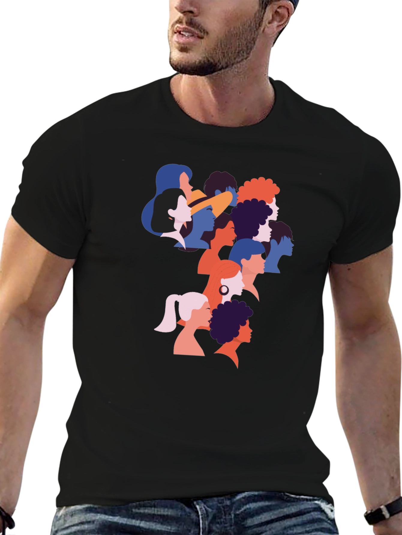 Black Diverse Faces Graphic T-Shirt - Black view 6
