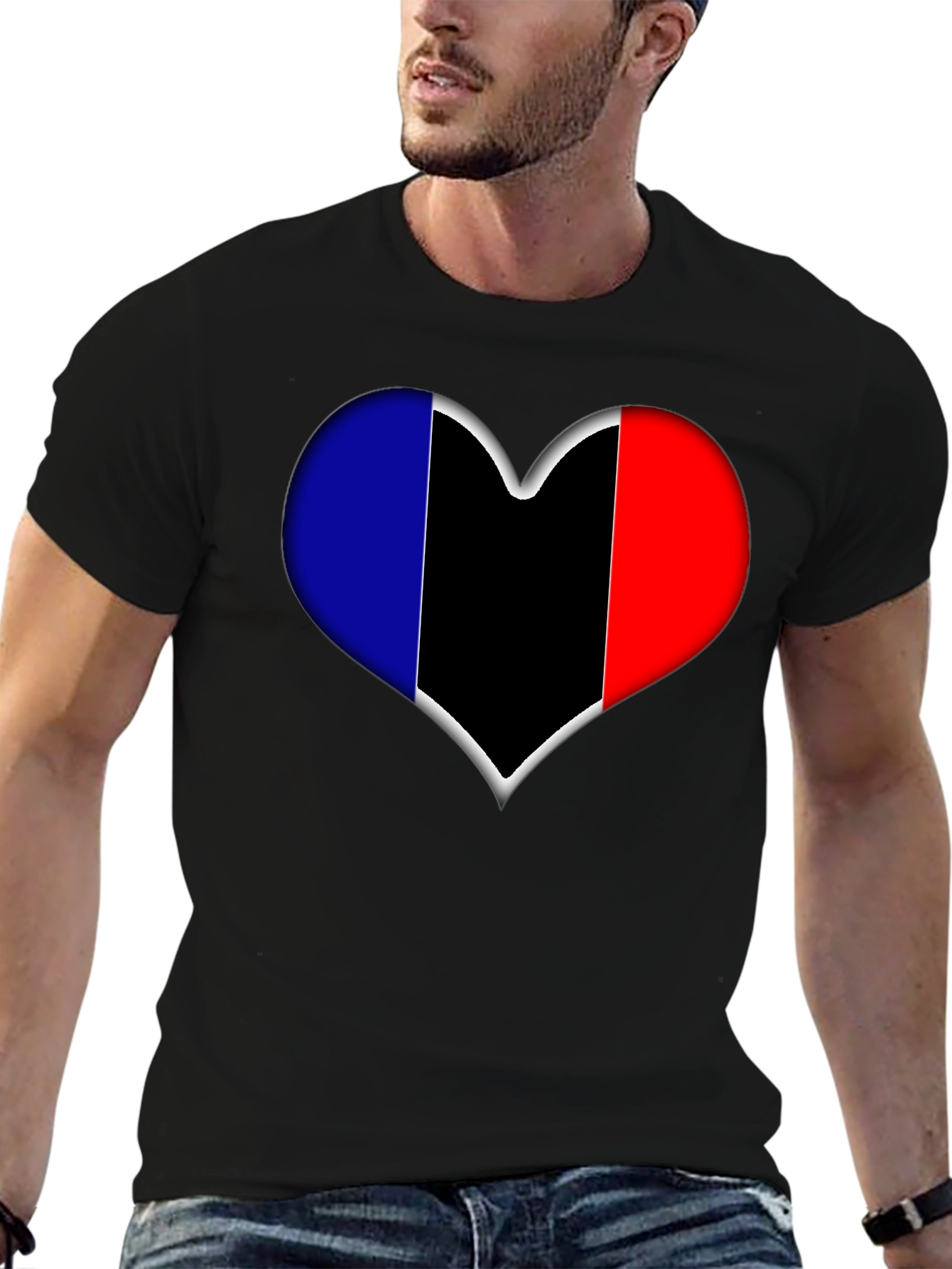 Black Heart Flag Graphic Tee - Stylish Black T-Shirt view 6