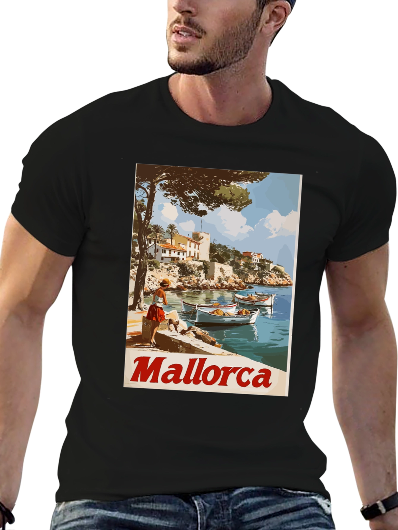 Black Mallorca Vintage Travel T-Shirt view 6