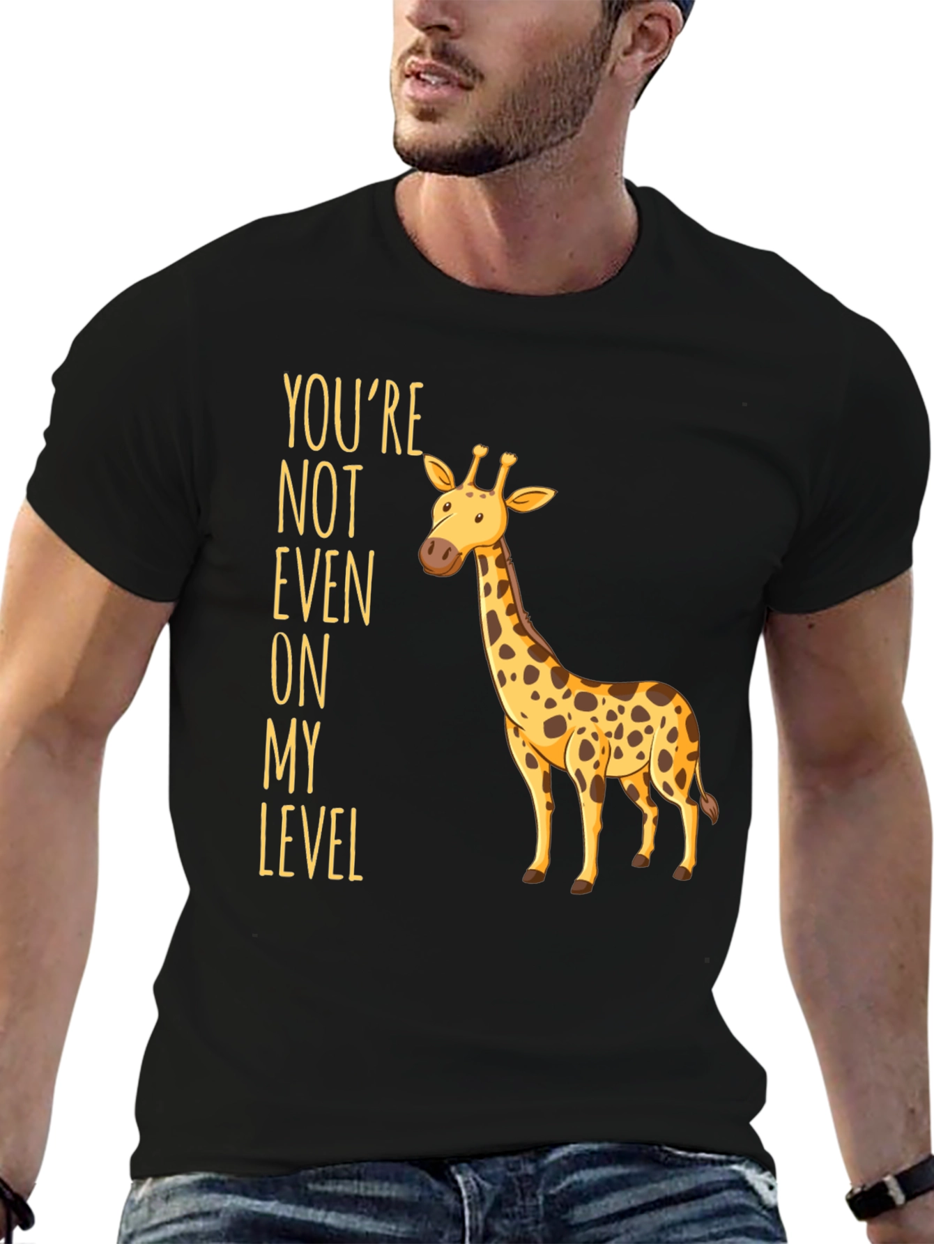 Black Giraffe Humor T-Shirt - You're Not Even On My Level view 6