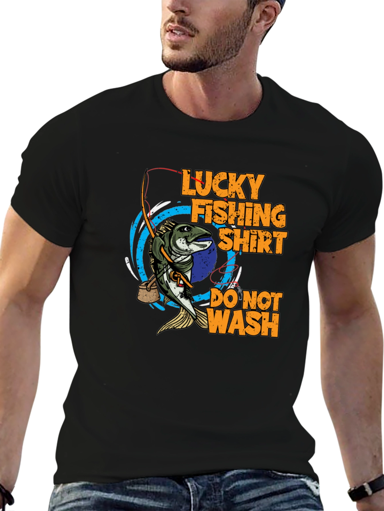 Black Lucky Fishing Shirt - Do Not Wash Tee view 6