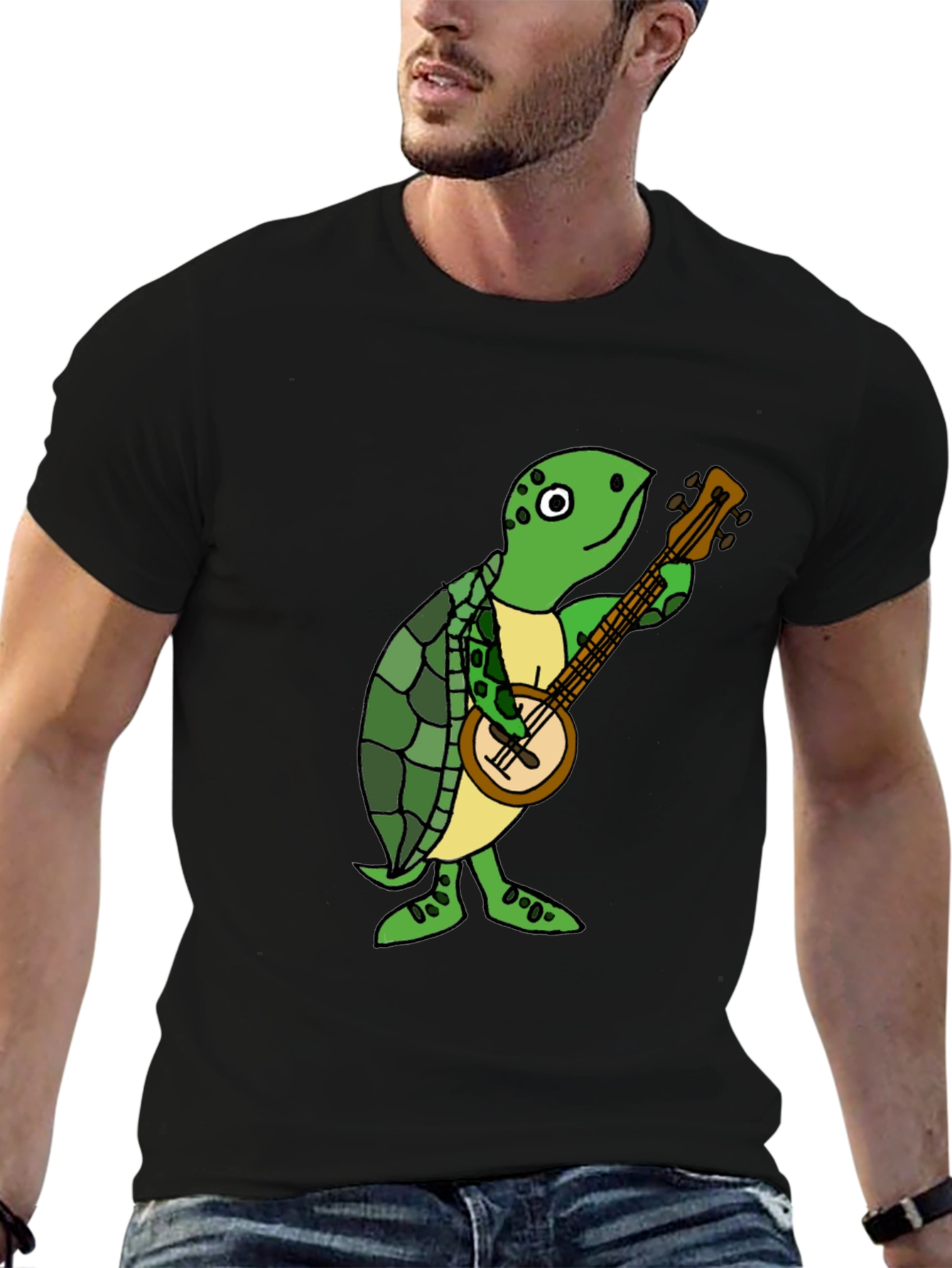 Black Turtle Banjo Player T-Shirt view 6