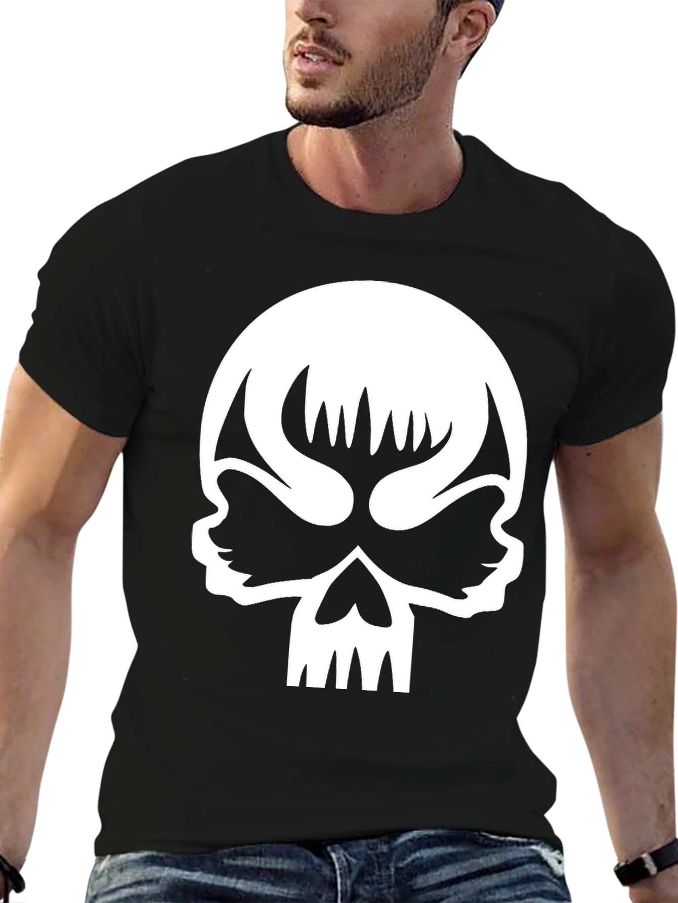 Black Skull Graphic Black T-Shirt - Unique Design view 6