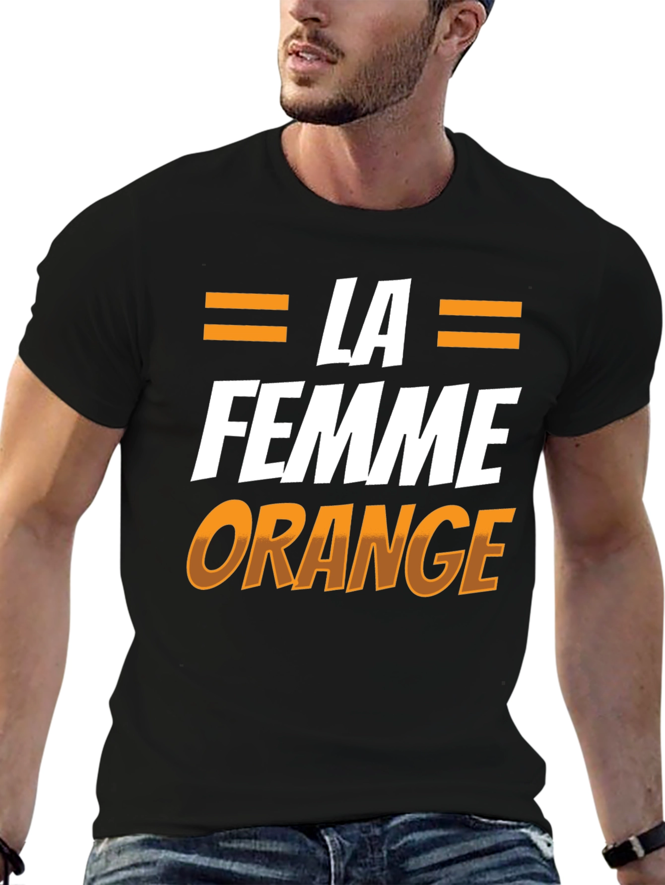 Black La Femme Orange Graphic Tee view 6