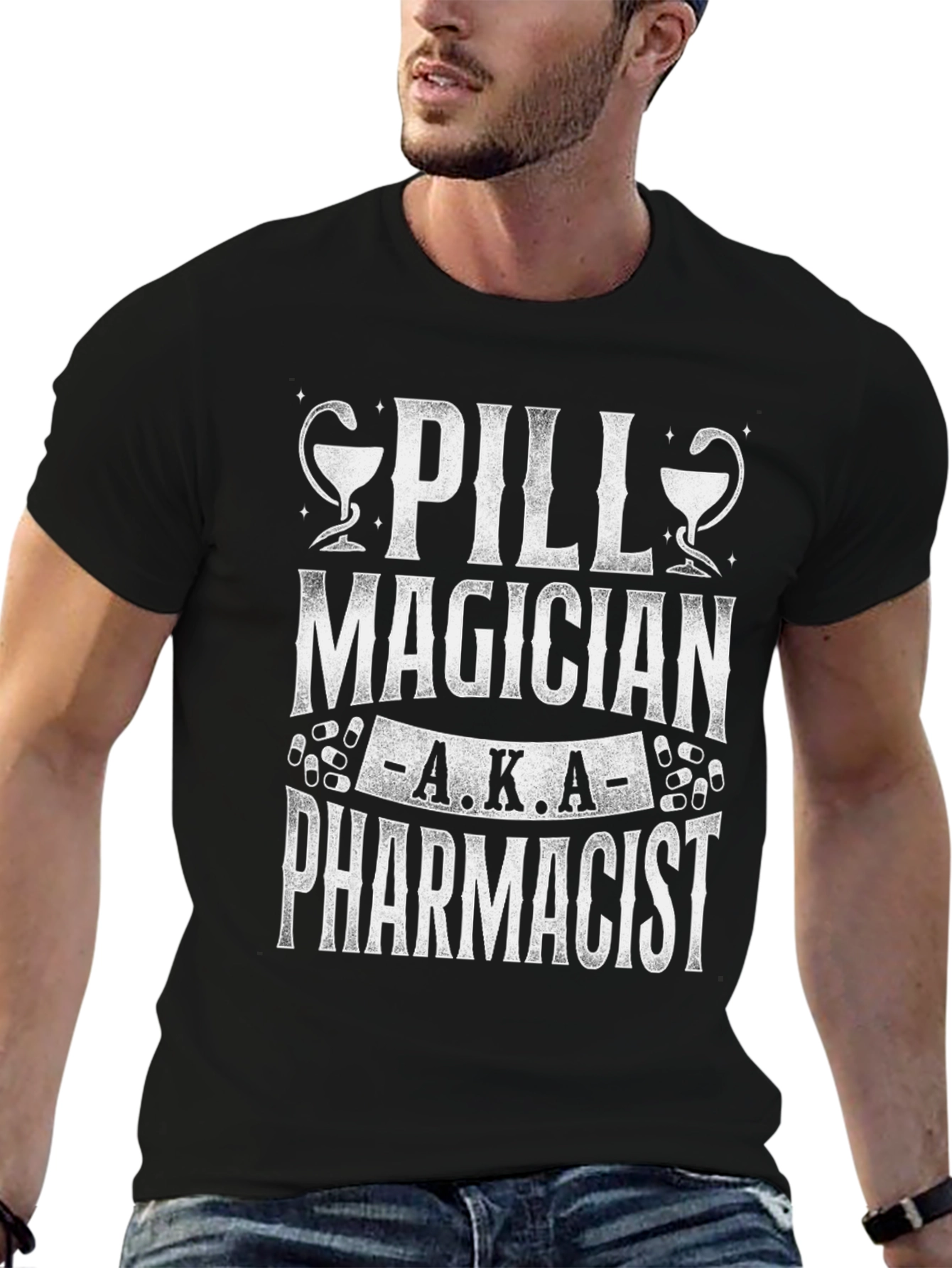 Black Pill Magician Pharmacist Graphic T-Shirt view 6