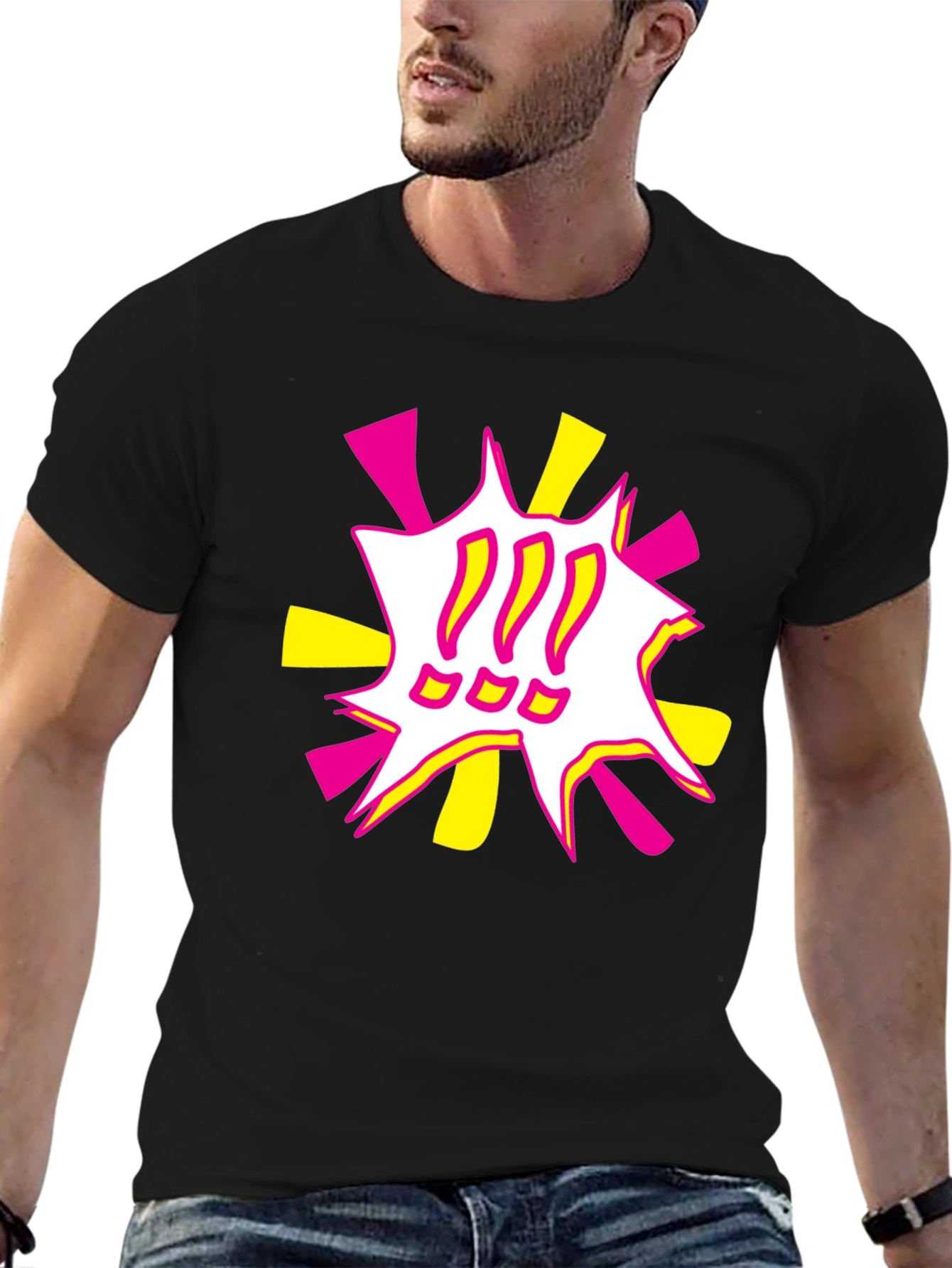 Black Bold Graphic Tee - Exclamation Pop Art view 6