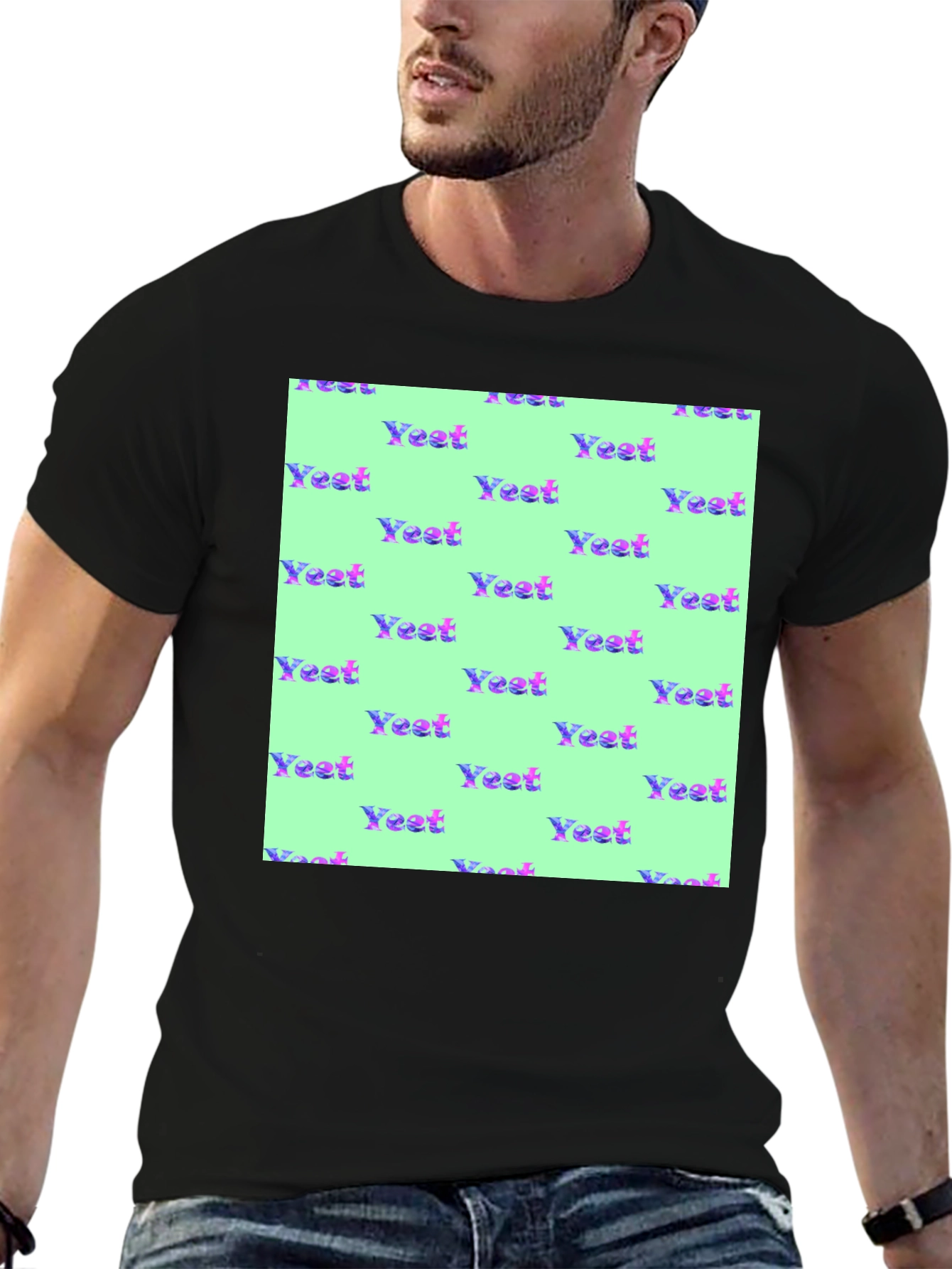 Black Yeet Pattern T-Shirt - Unique Trendy Design view 6