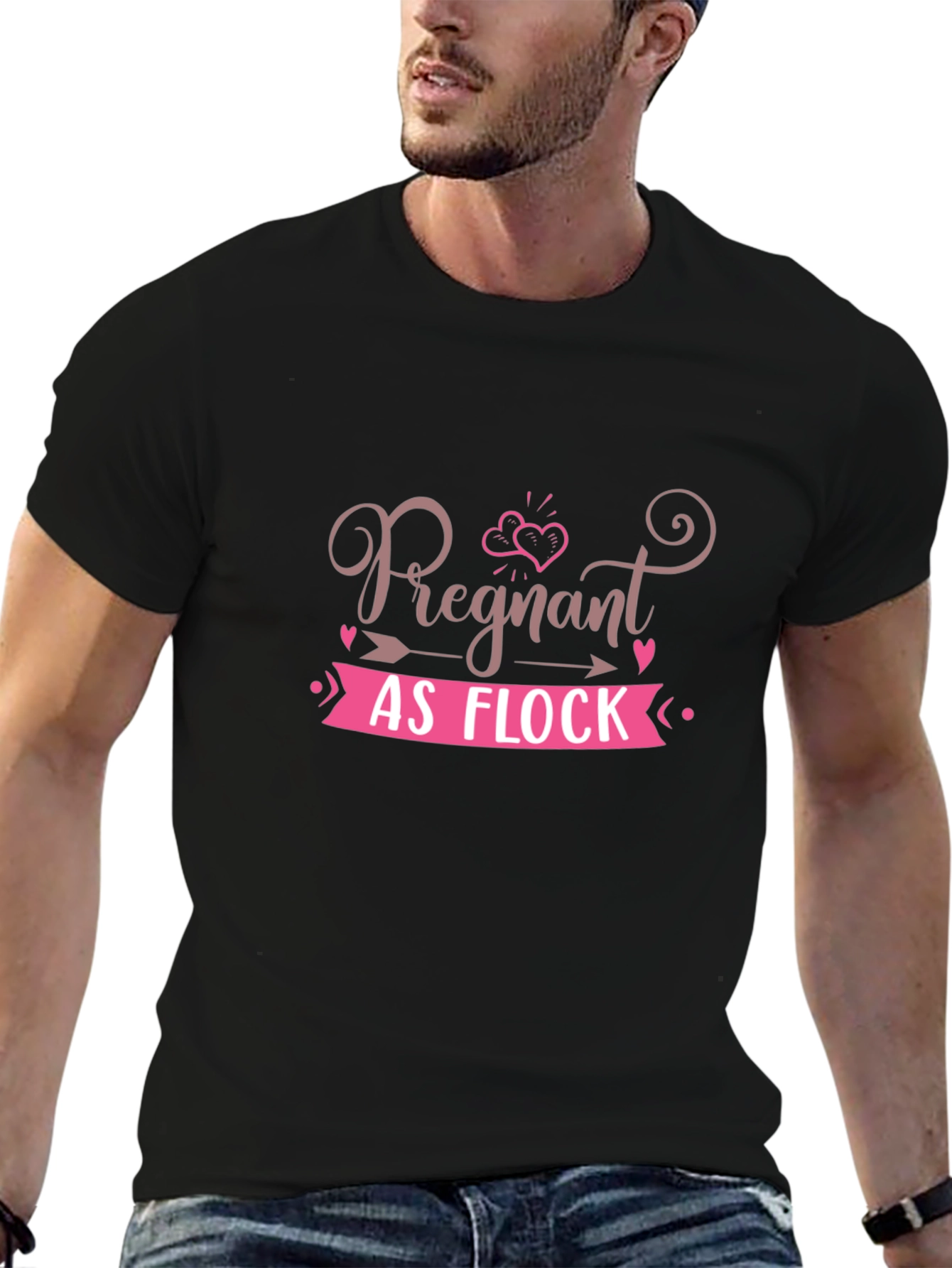Black Pregnant as Flock T-Shirt, Funny Pregnancy Tee view 6
