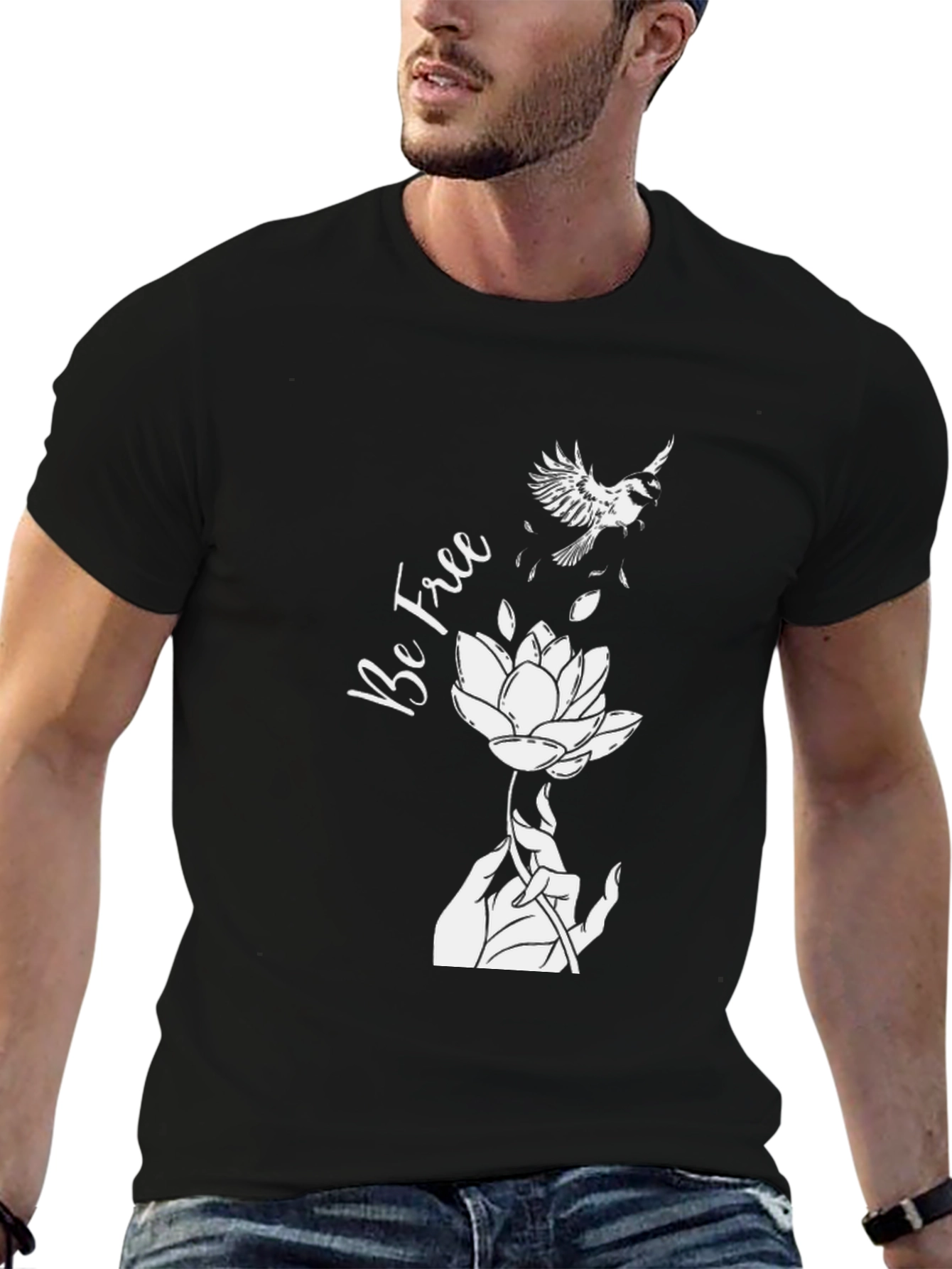 Black Be Free Lotus Flower T-Shirt view 6